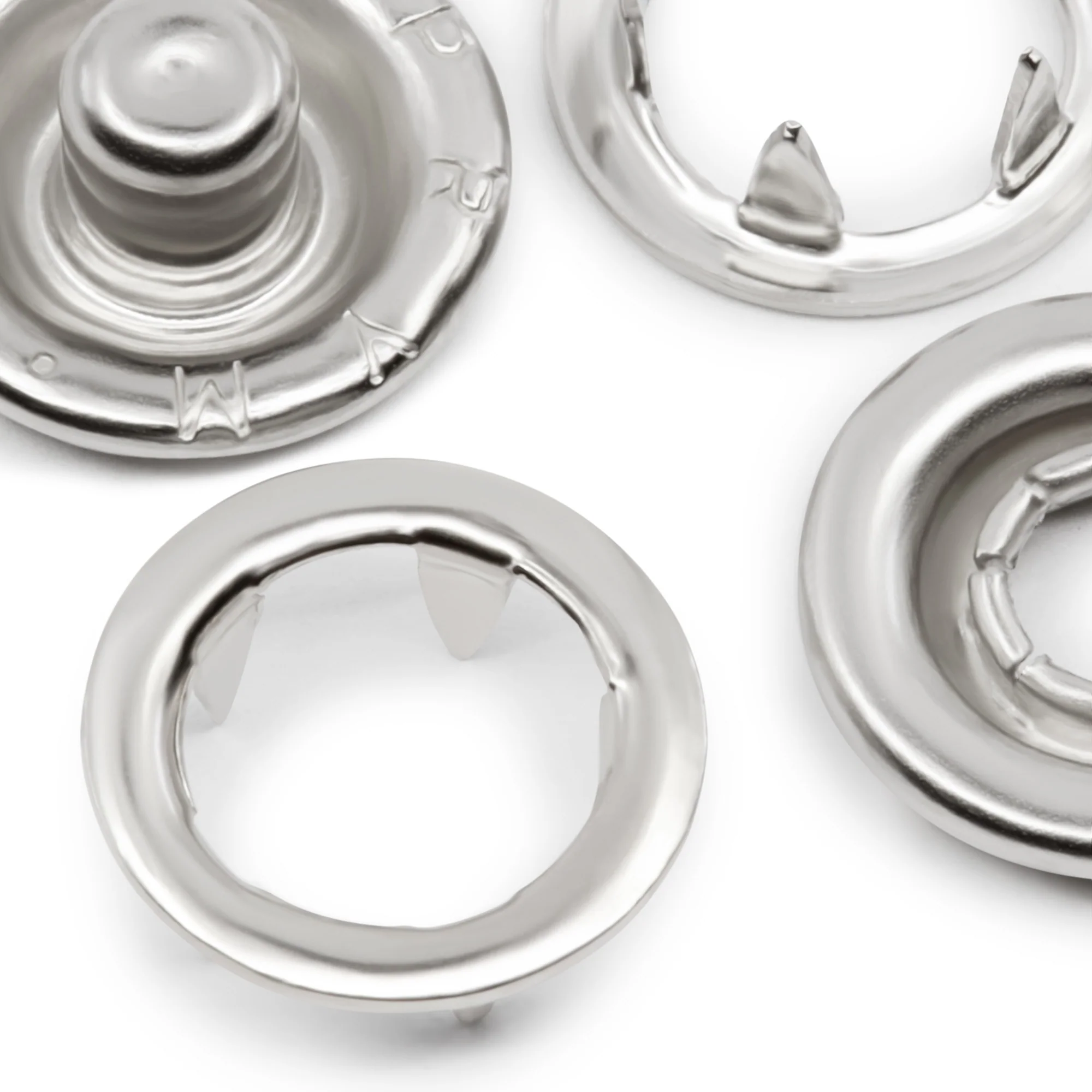 7/16" Snap Fasteners, 12 Sets, Nickel - Image 2