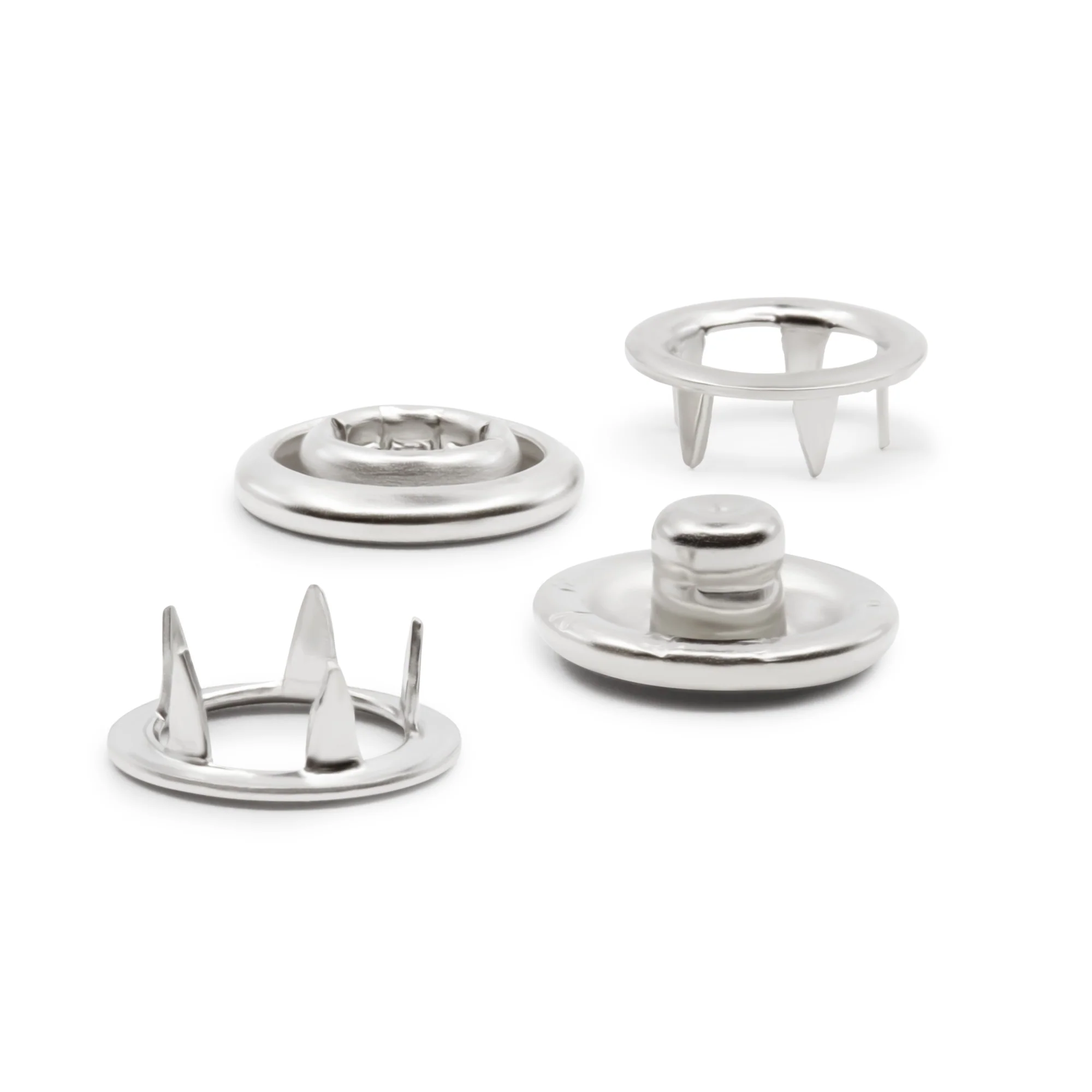 7/16" Snap Fasteners, 12 Sets, Nickel - Image 3
