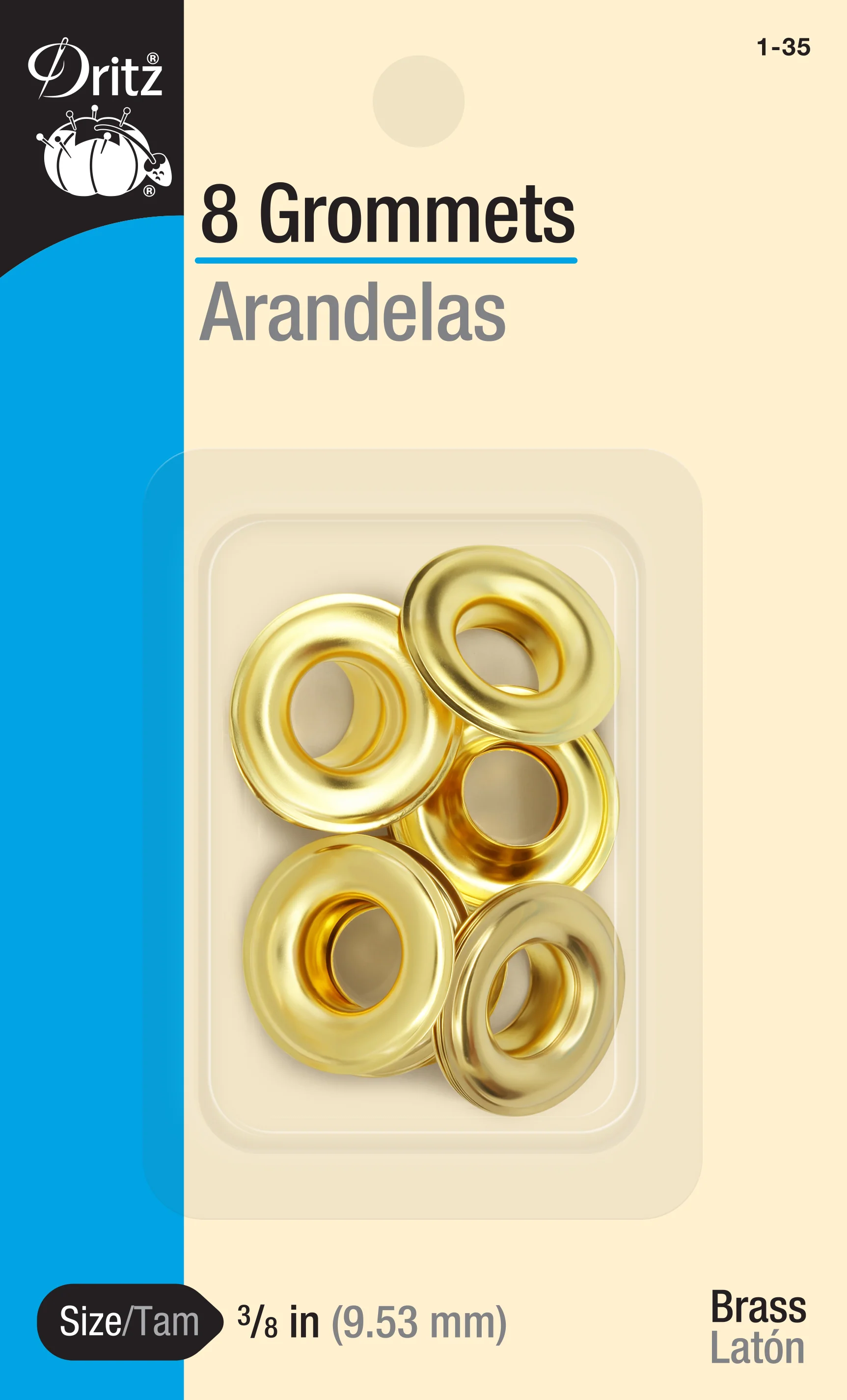 3/8" Grommets, 8 pc, Gold