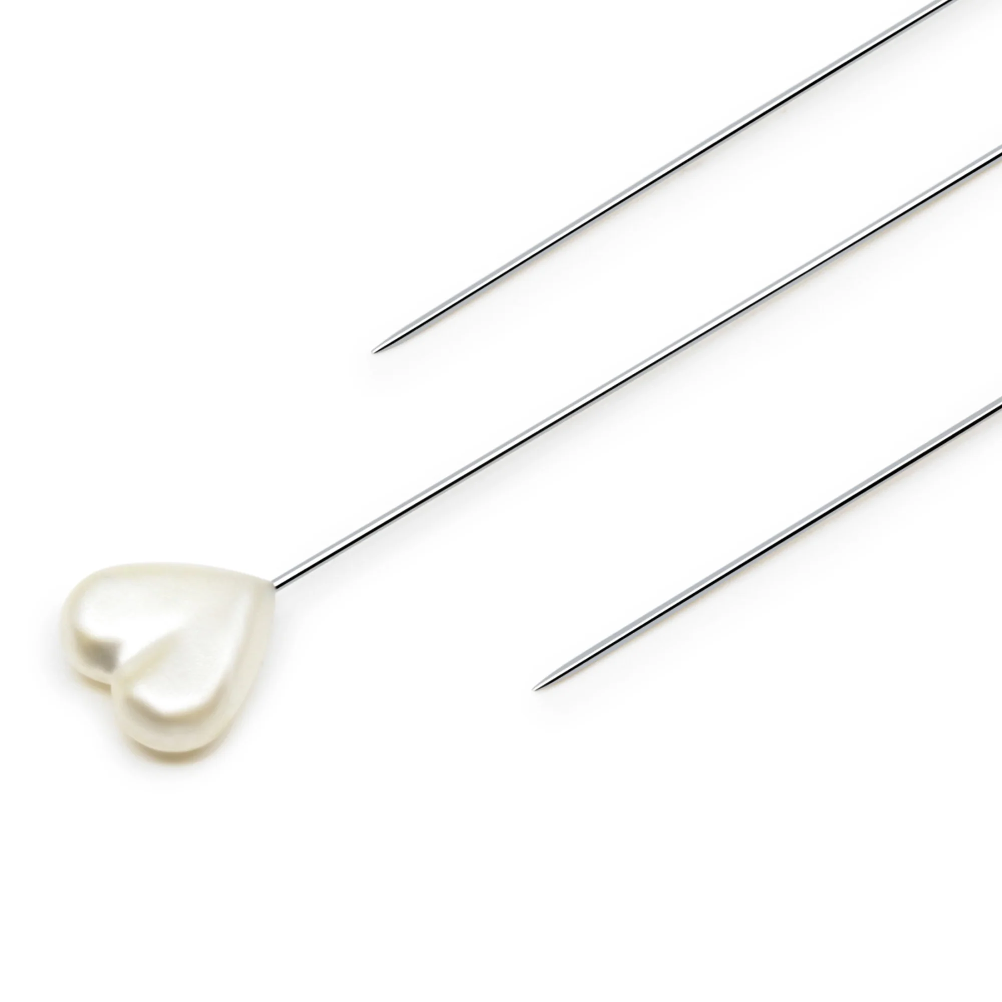 2-1/8" Heart Pearlized Pins, White, 20 pc - Image 2