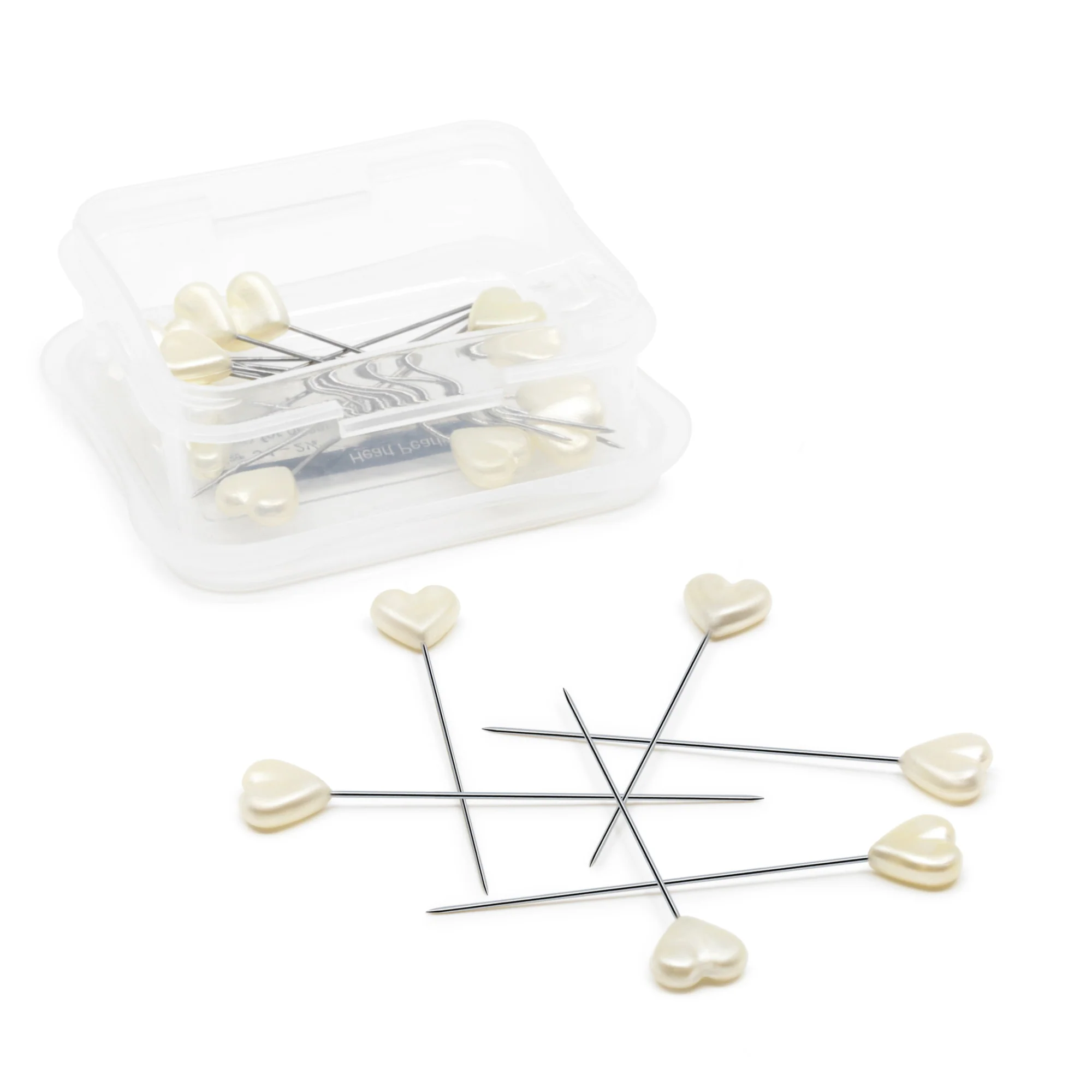 2-1/8" Heart Pearlized Pins, White, 20 pc - Image 3