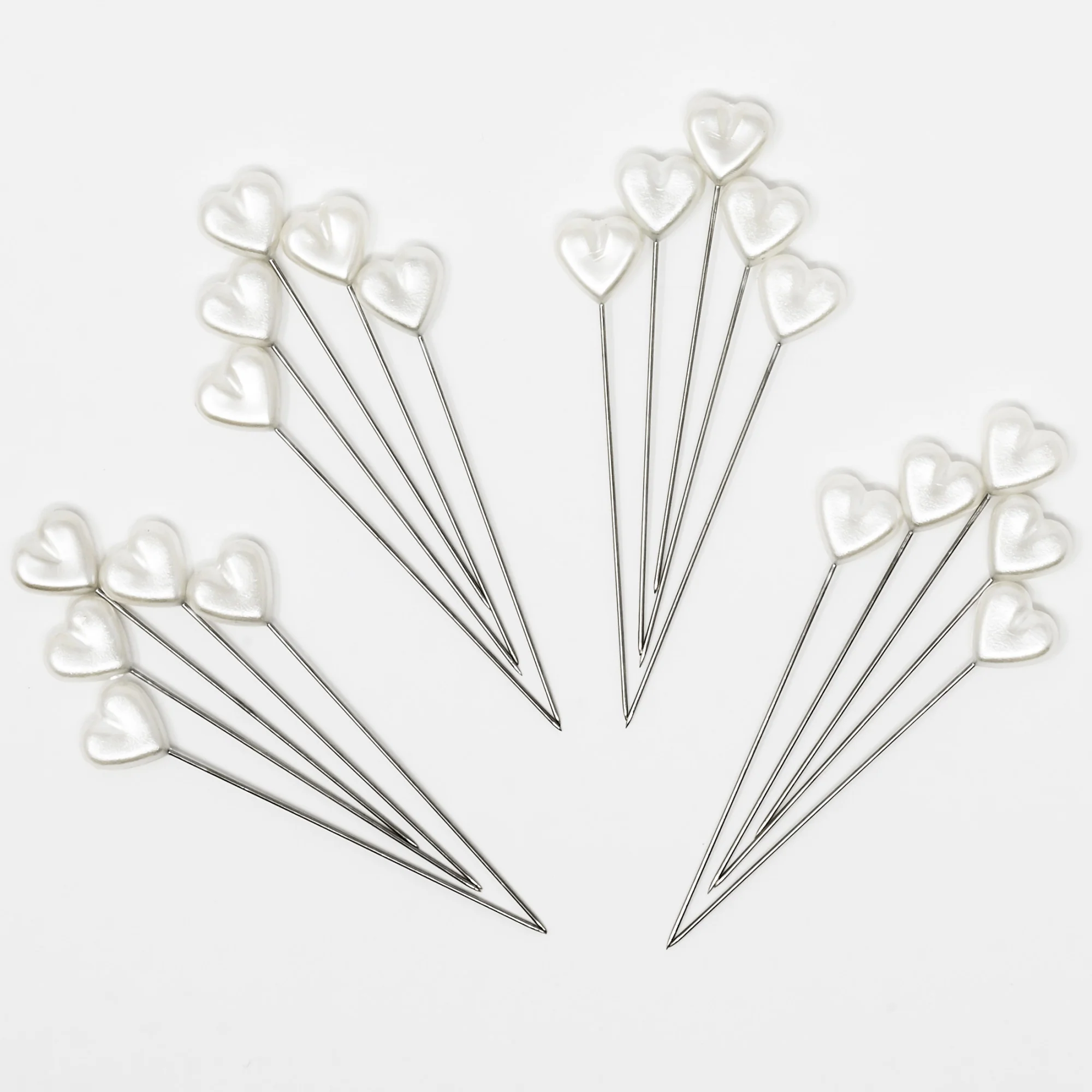 2-1/8" Heart Pearlized Pins, White, 20 pc - Image 4