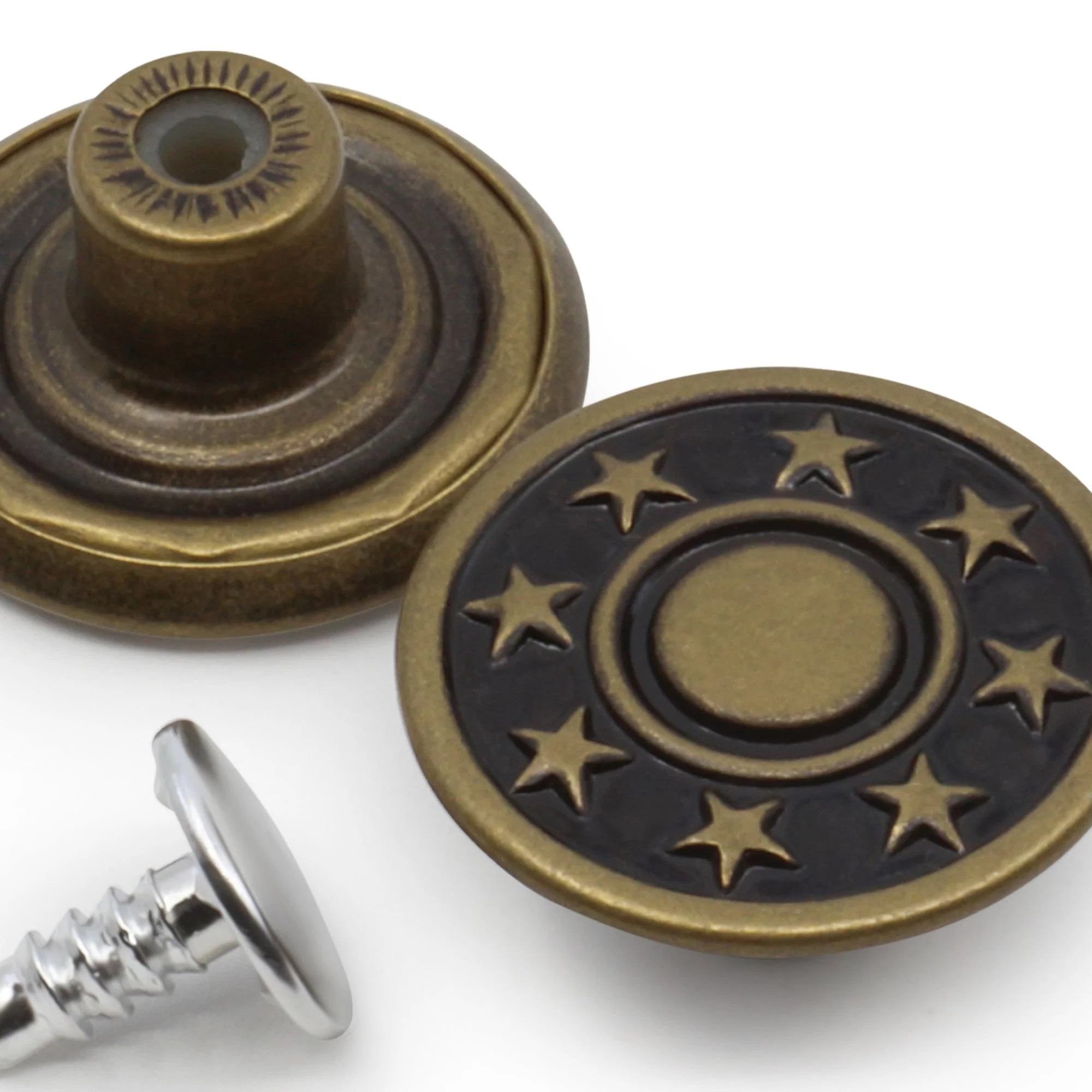 Jean Buttons, 6 pc, Antique brass - Image 2