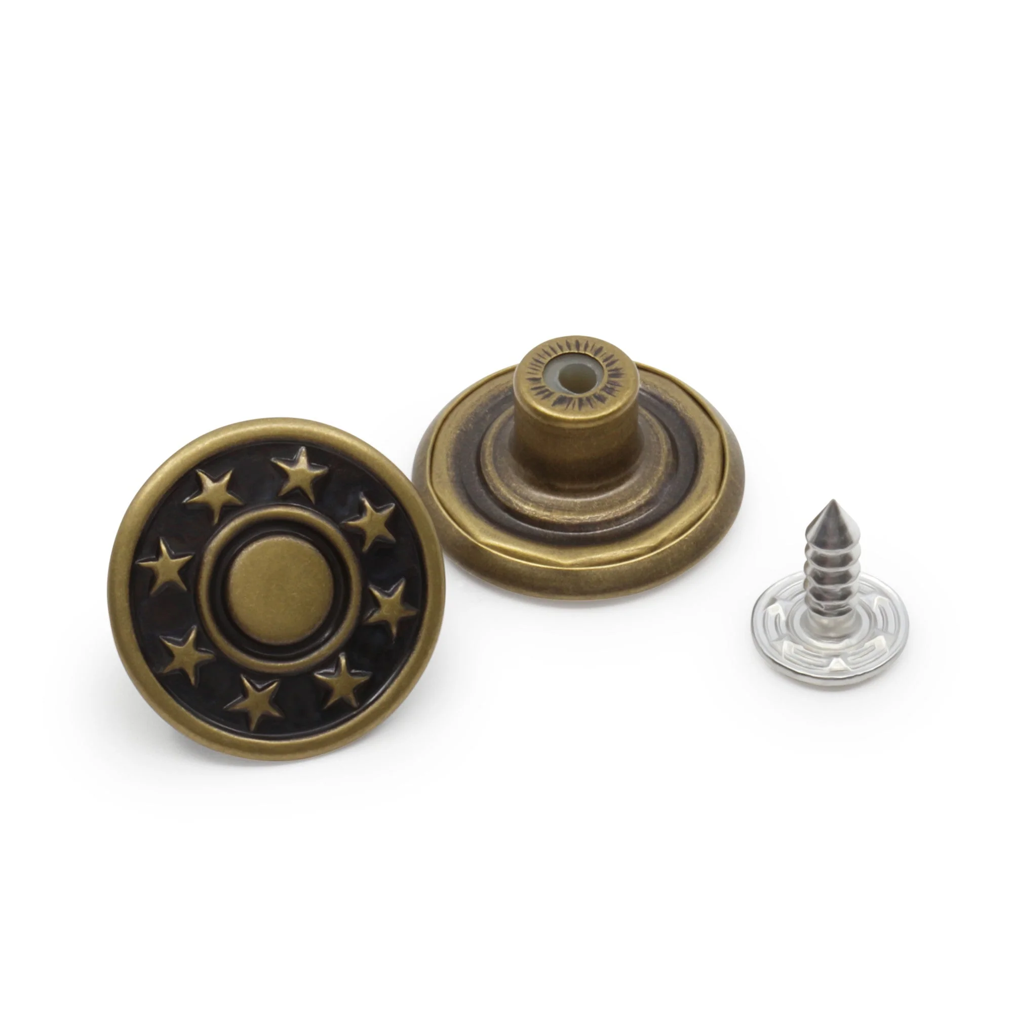 Jean Buttons, 6 pc, Antique brass - Image 3