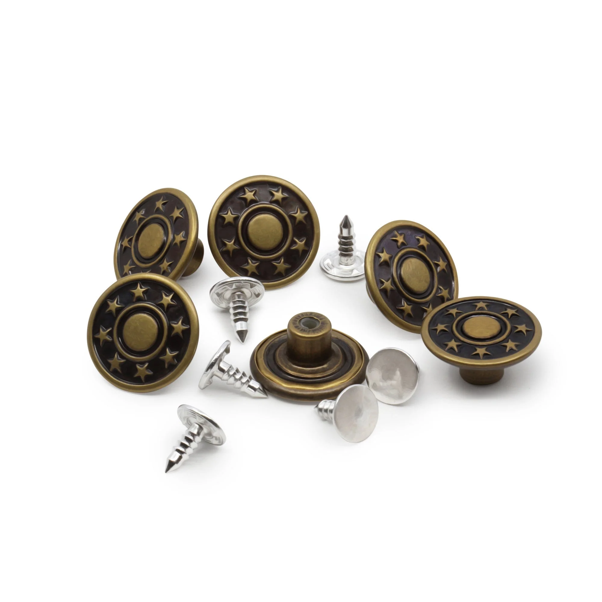 Jean Buttons, 6 pc, Antique brass - Image 5