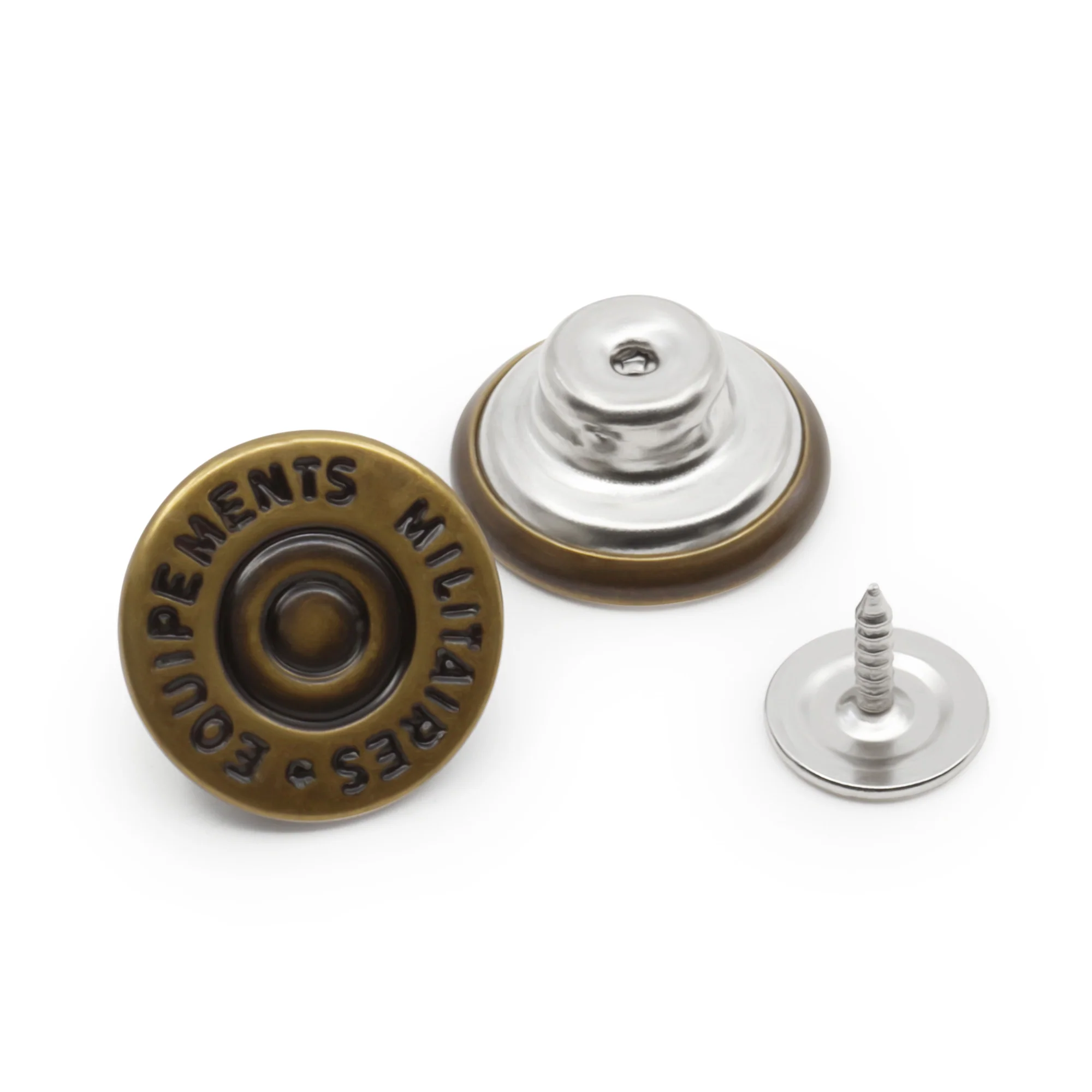 5/8" Dungaree Buttons, 4 pc, Antique brass - Image 2