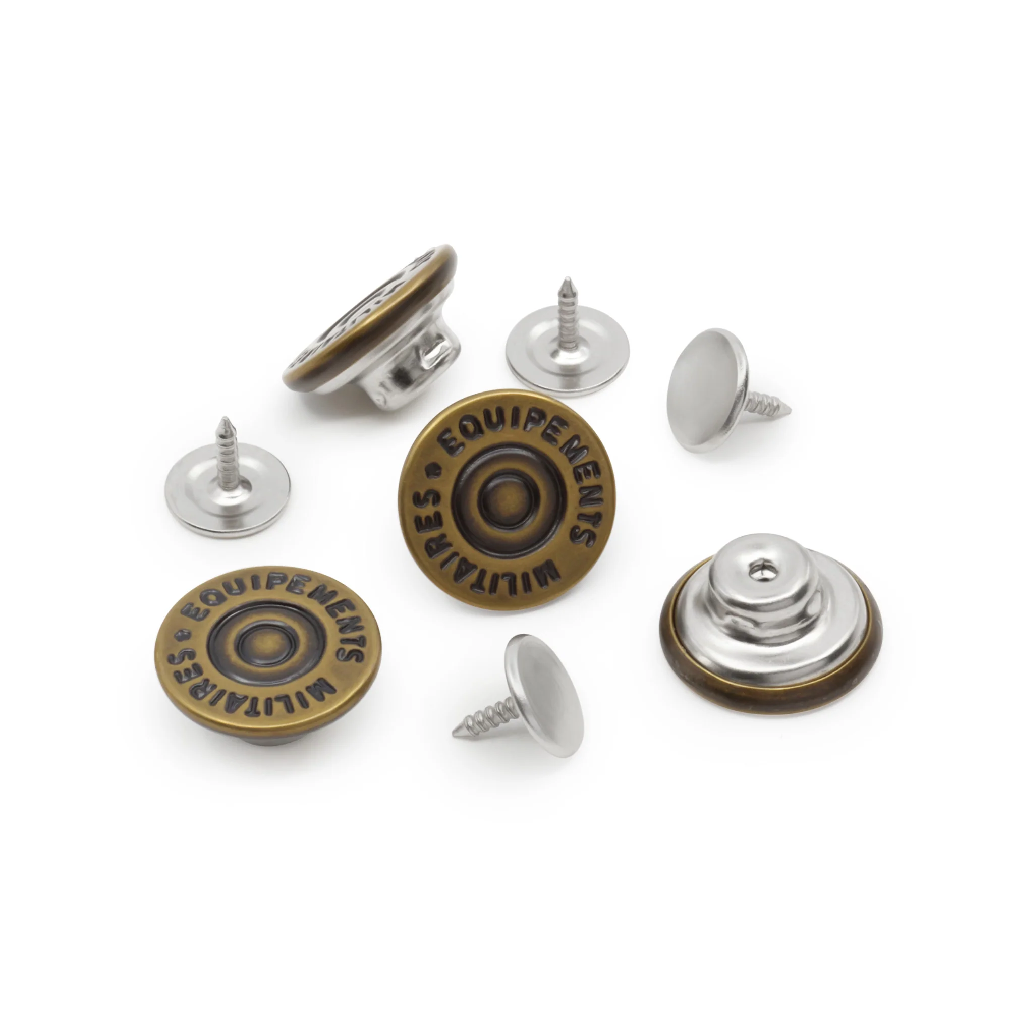 5/8" Dungaree Buttons, 4 pc, Antique brass - Image 4