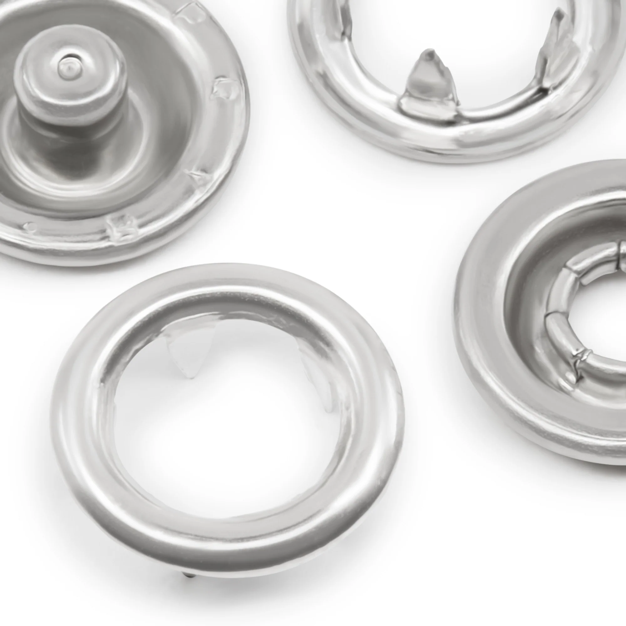 3/8" Snap Fasteners, 7 Sets, Nickel - Image 2