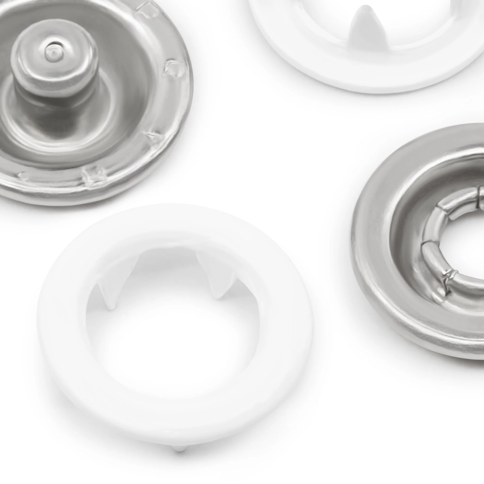 3/8" Snap Fasteners, 7 Sets, White - Image 2