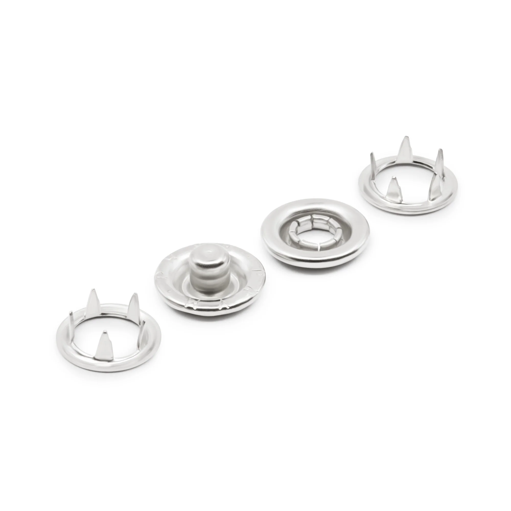 7/16" Snap Fasteners, 7 Sets, Nickel - Image 3