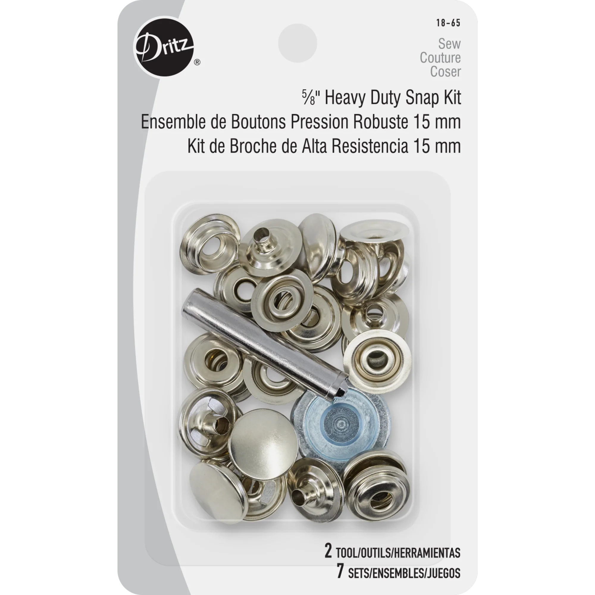 Heavy Duty Snap Fastener Kit, 7 Sets, Nickel