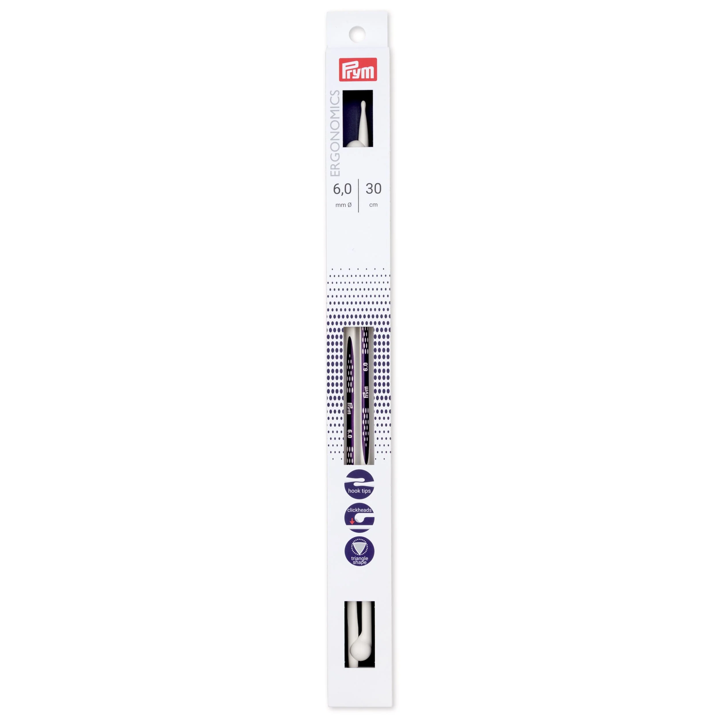 12" Ergonomic Single Point Knitting Needles, US 10 (6mm)