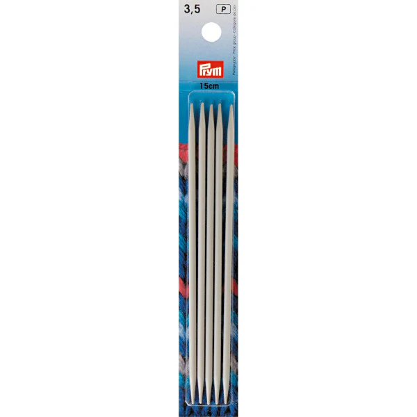 Double-Pt And Glove Knitting Pins Alu 15cm 3.50mm pearl grey