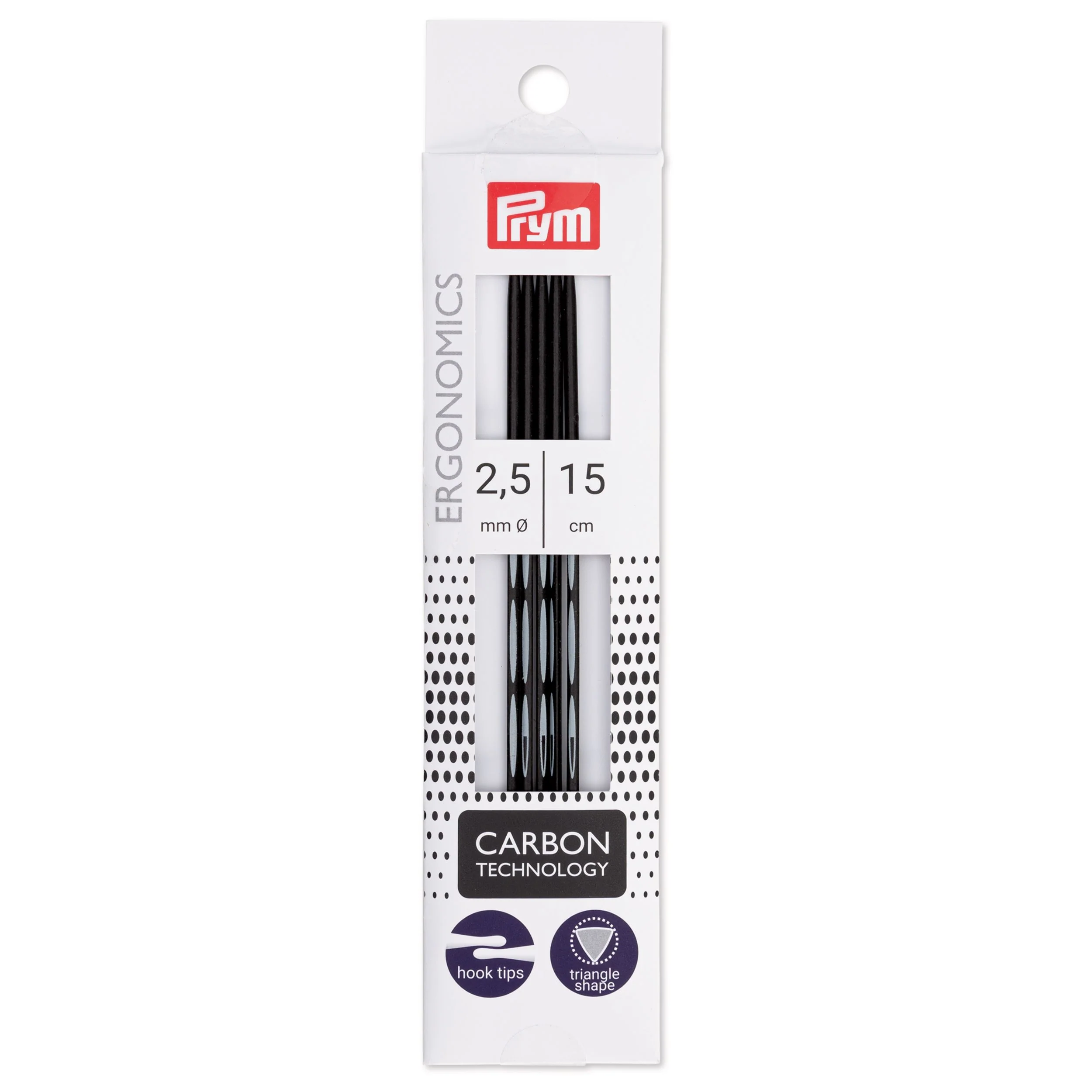 6" Ergonomic Double Point Knitting Needles, Carbon, US 1.5 (2.5mm)