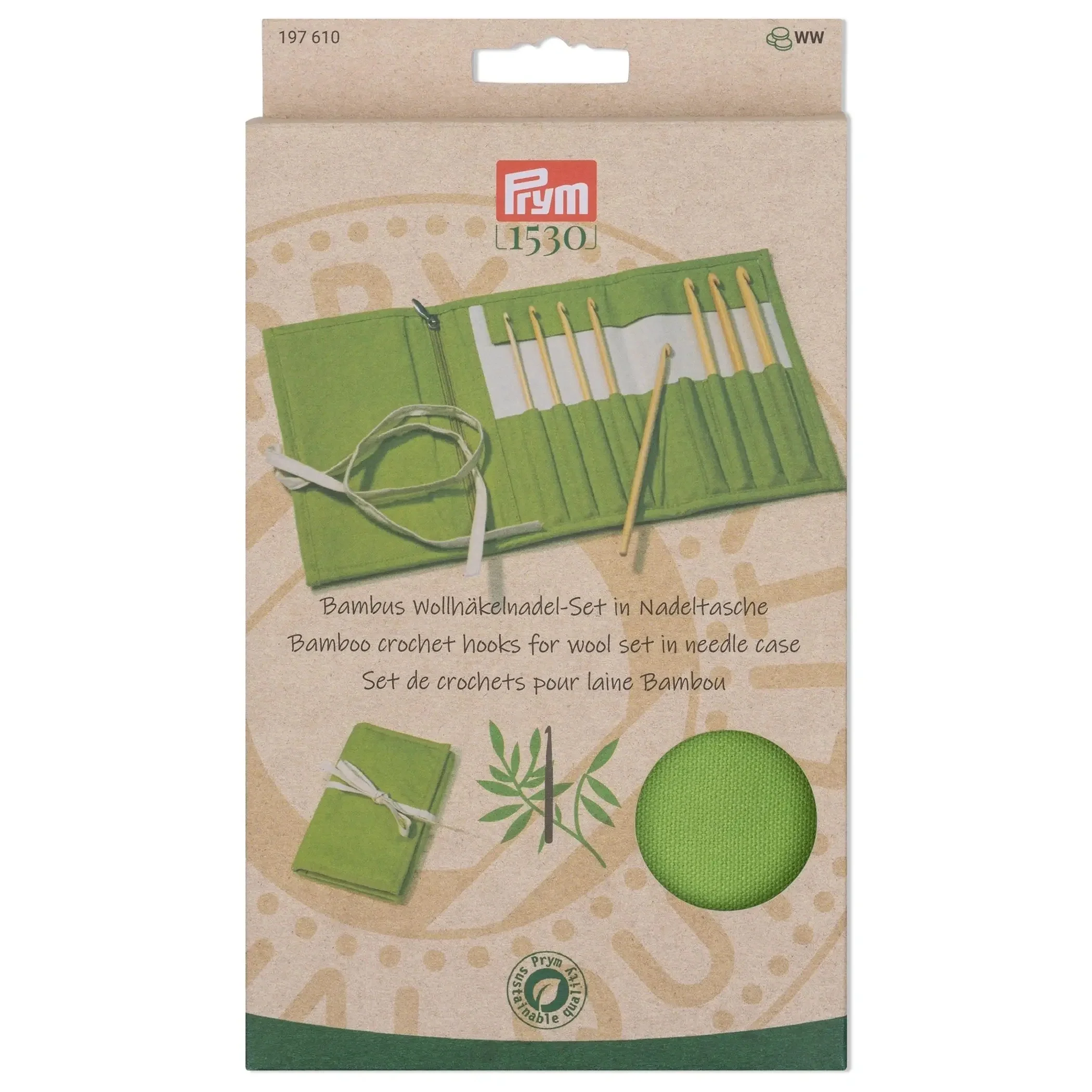 6" Crochet Hook Set, Bamboo, 3.5-8mm