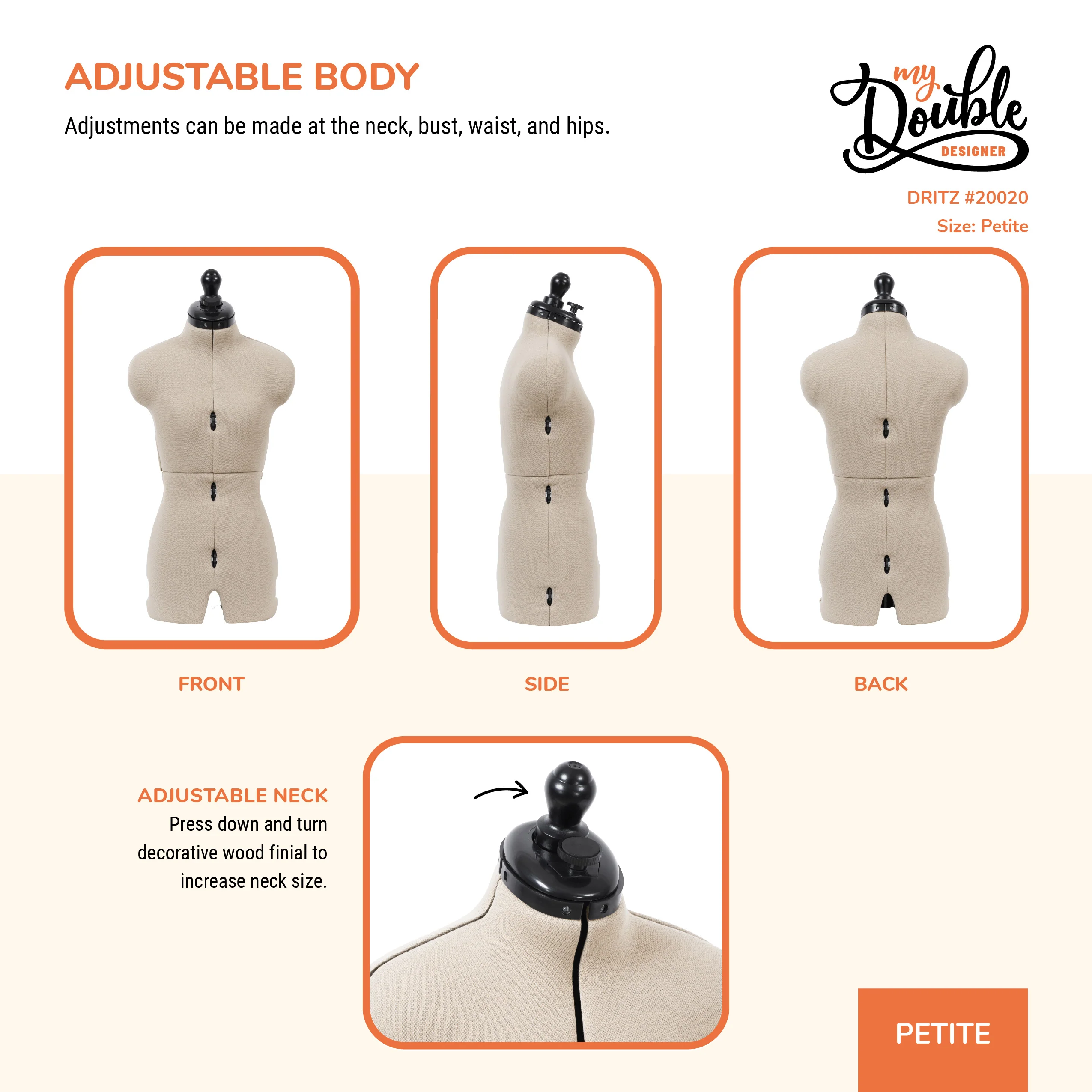 My Double Designer Adjustable Dress Form, Petite - Image 5