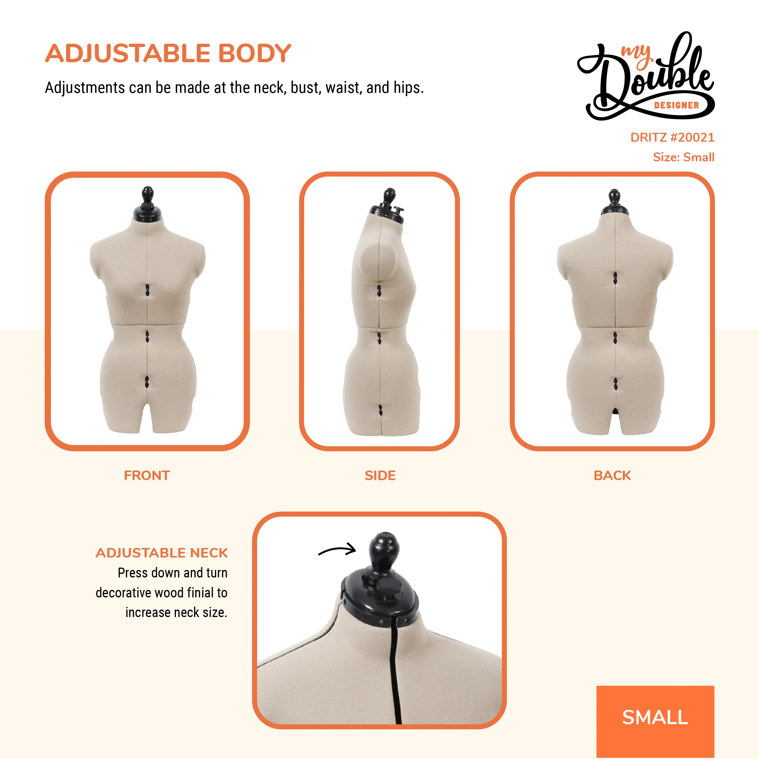 My Double Designer Adjustable Dress Form, Small - Image 5