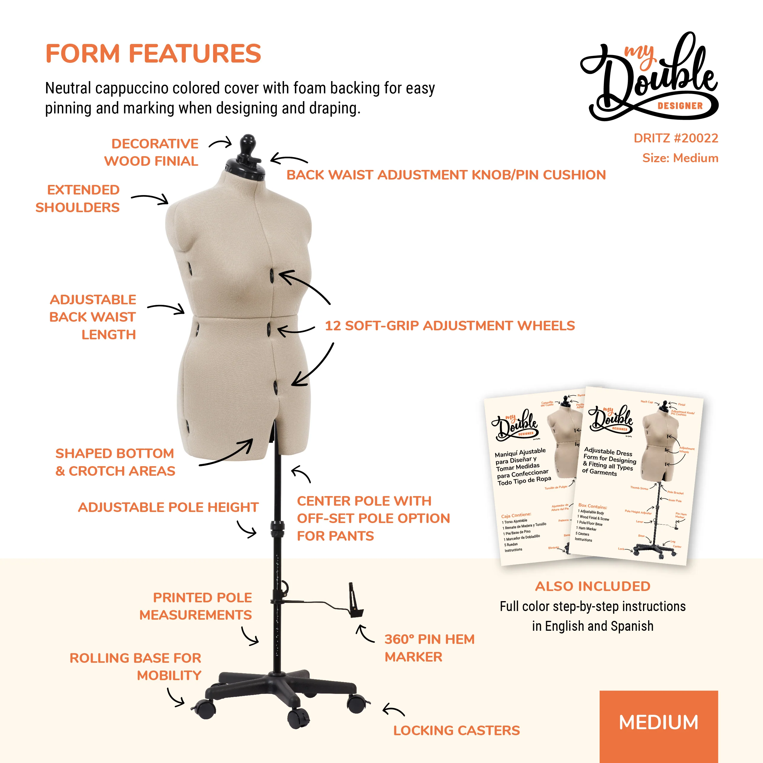 My Double Designer Adjustable Dress Form, Medium - Image 4