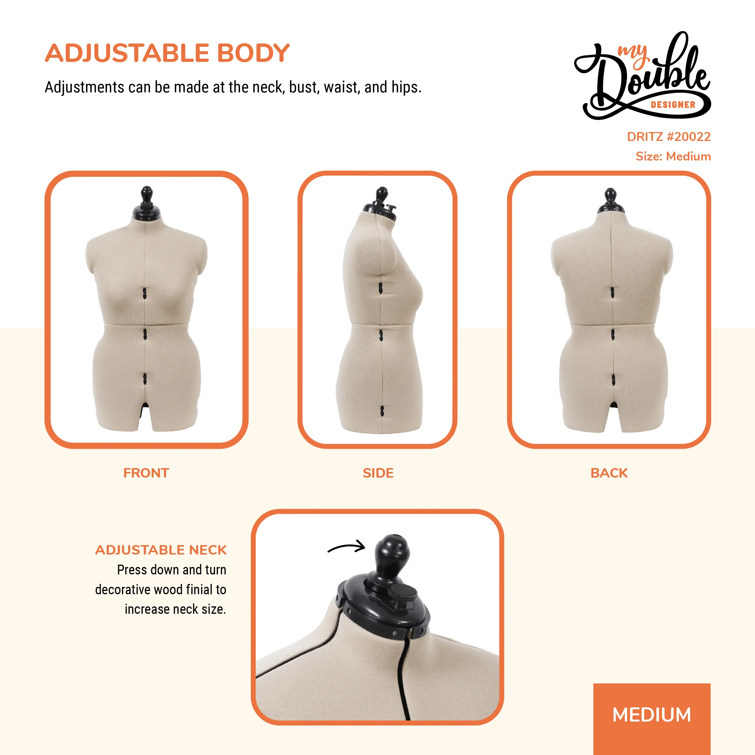 My Double Designer Adjustable Dress Form, Medium - Image 5