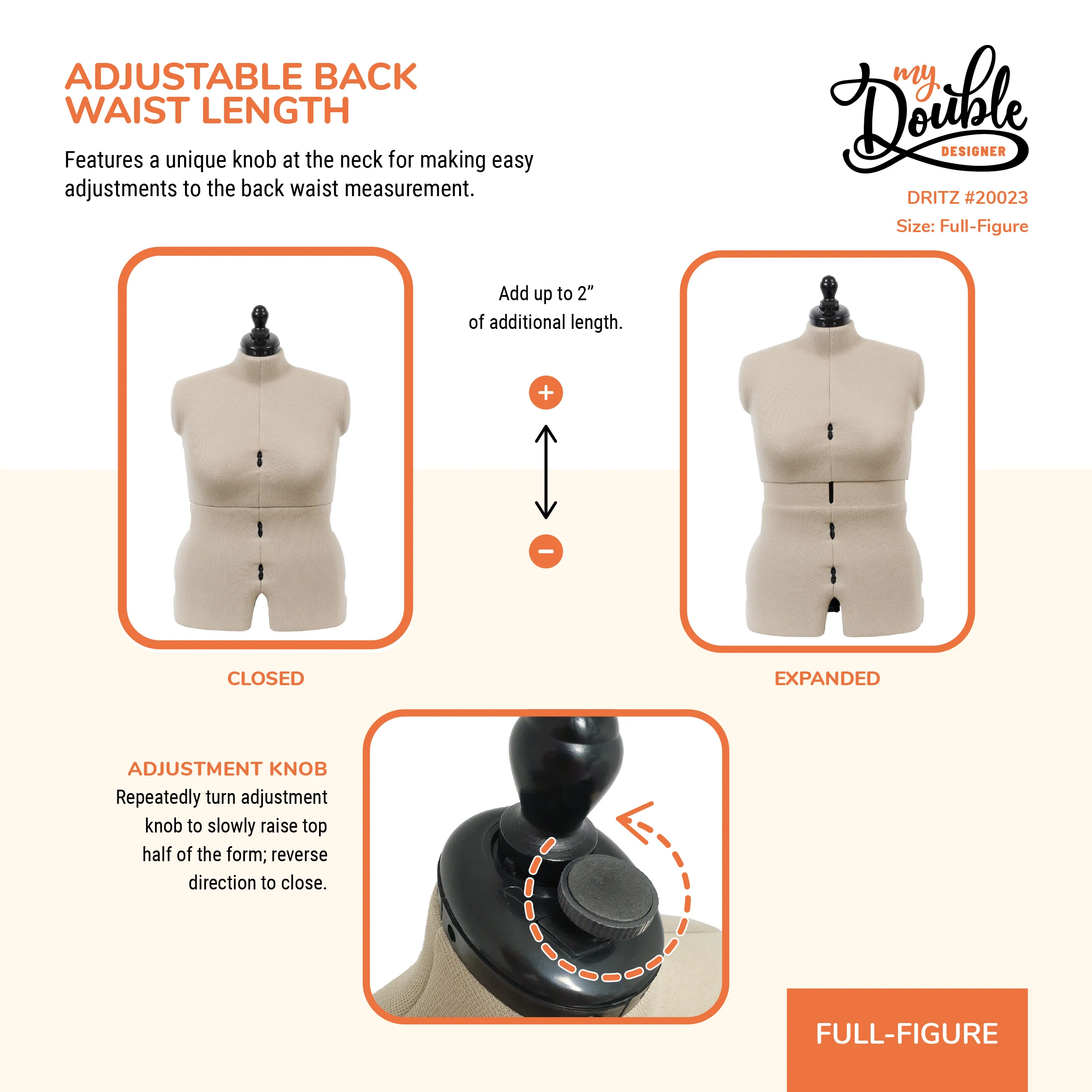 My Double Designer Adjustable Dress Form, Full-Figure - Image 7
