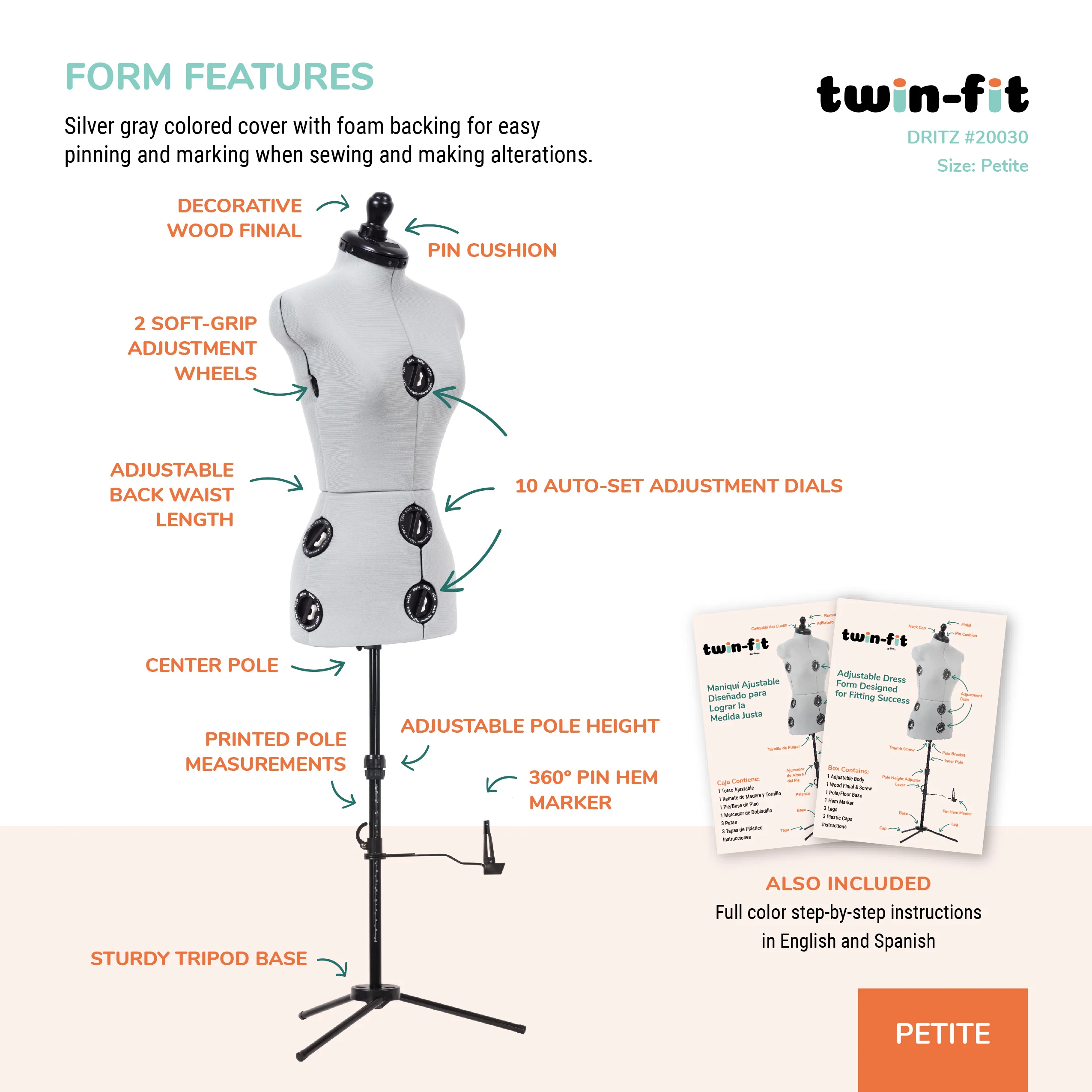 Twin-Fit Adjustable Dress Form, Petite - Image 4