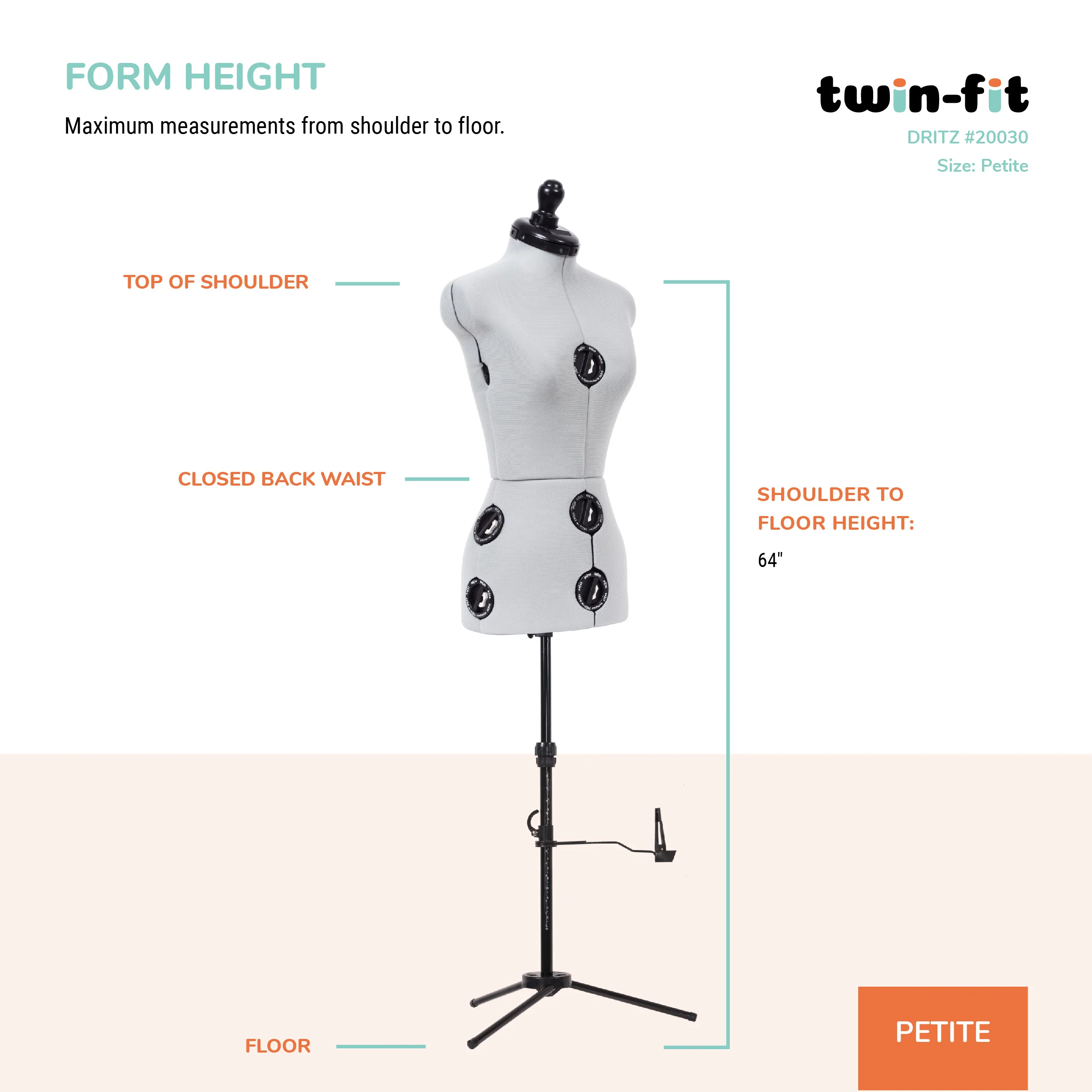 Twin-Fit Adjustable Dress Form, Petite - Image 9