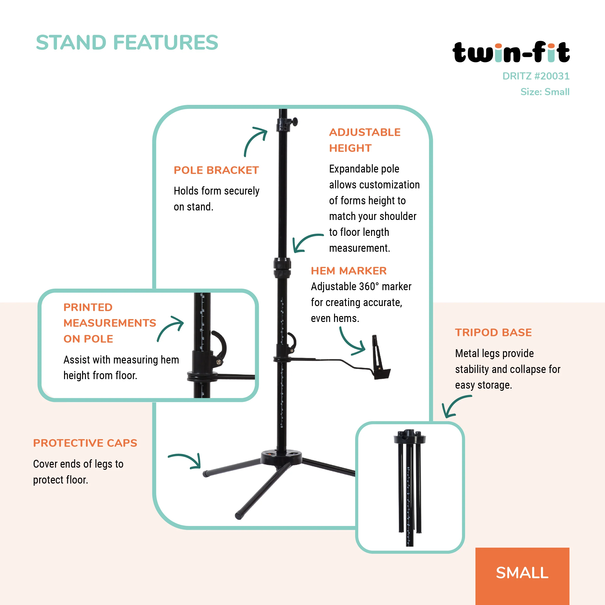 Twin-Fit Adjustable Dress Form, Small - Image 8
