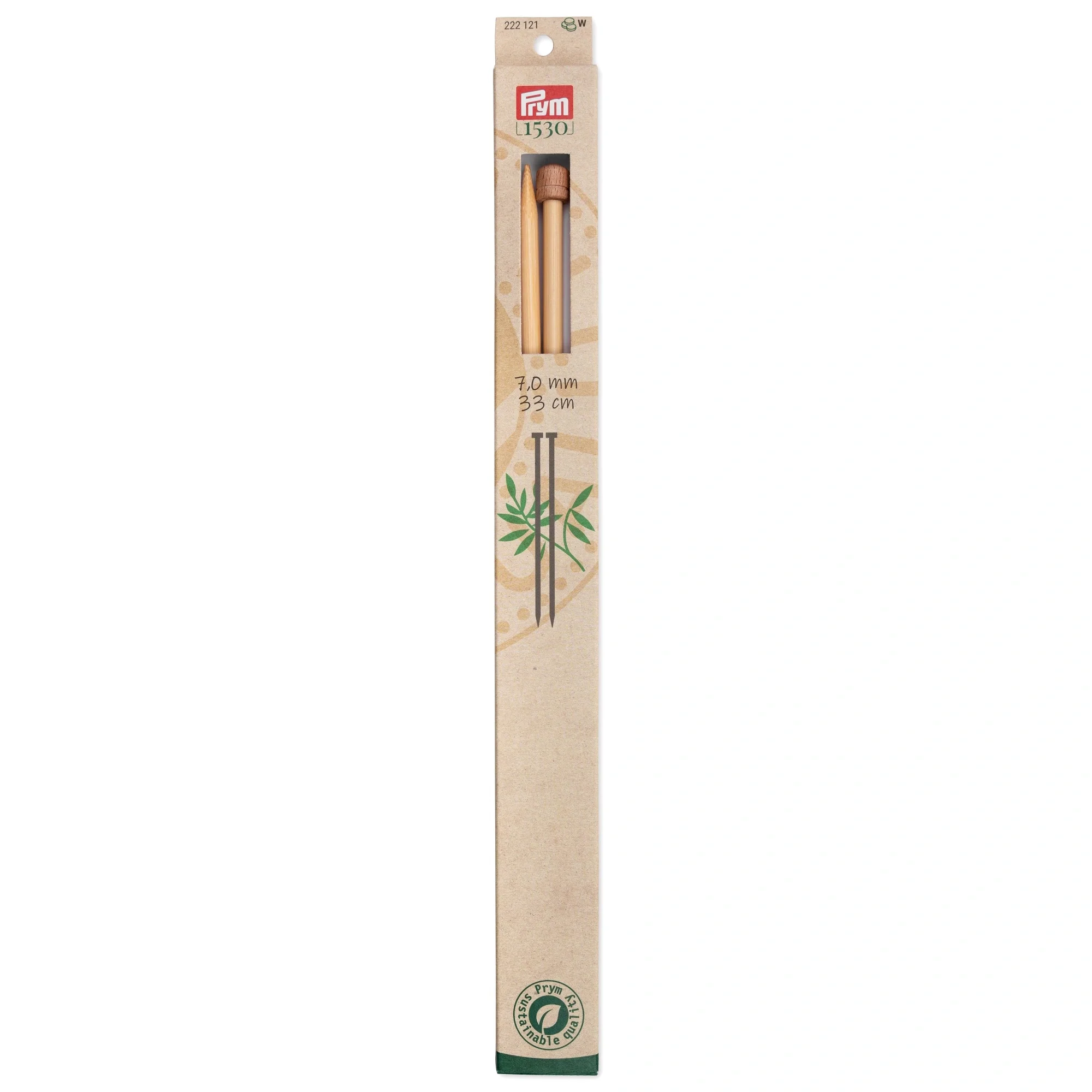 13" Single Point Knitting Needles, Bamboo, US 10.75 (7mm)