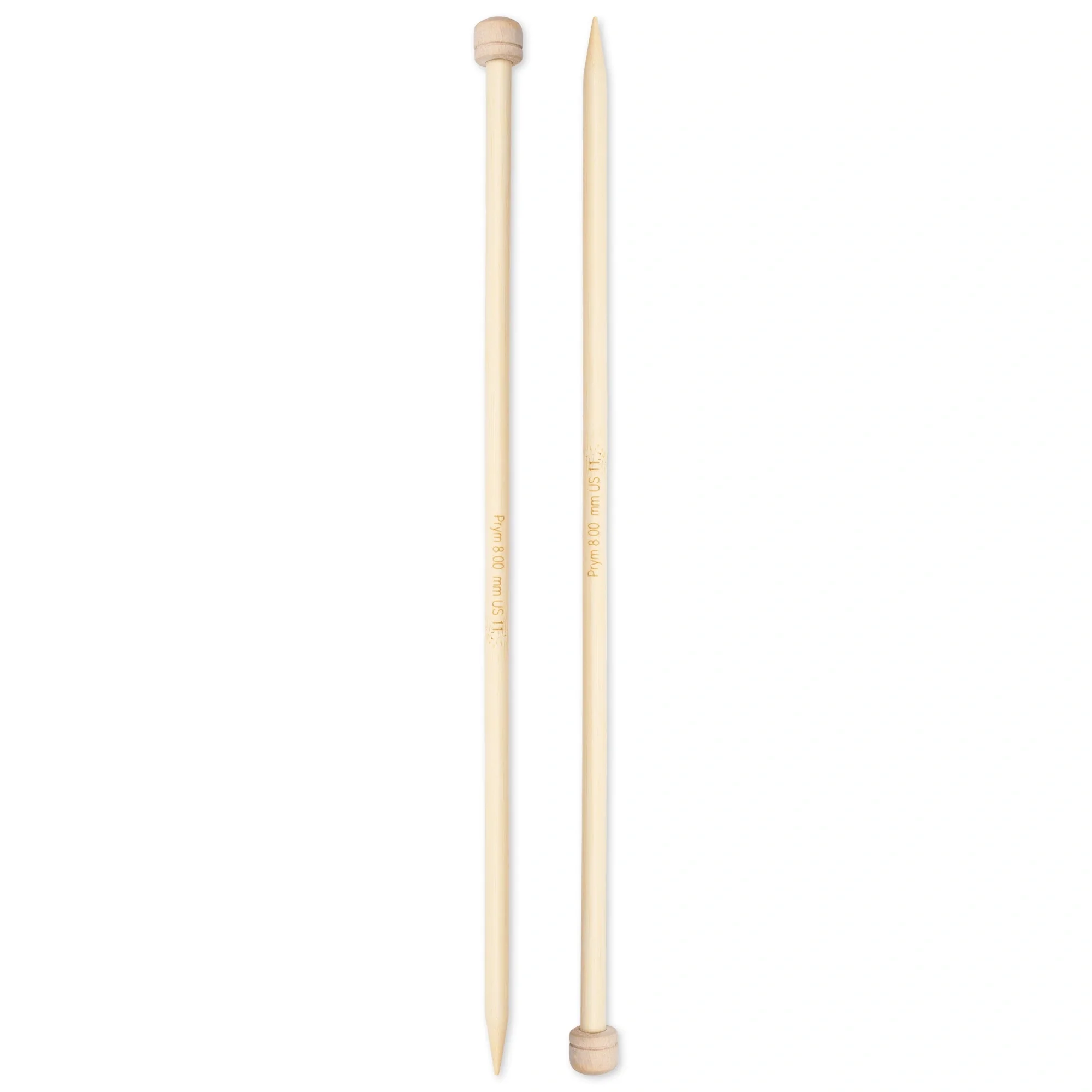 13" Single Point Knitting Needles, Bamboo, US 11 (8mm) - Image 2