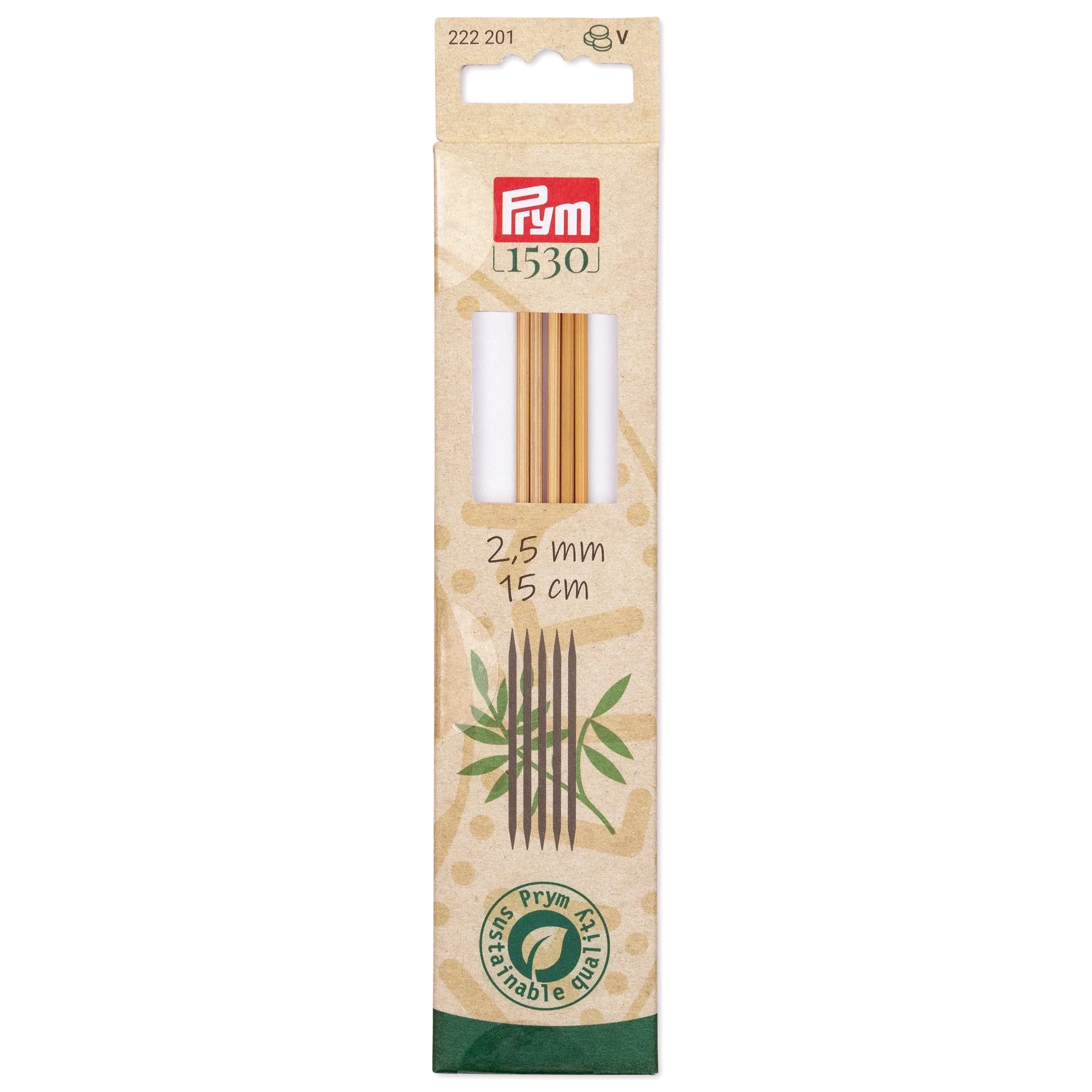 6" Double Point Knitting Needles, Bamboo, US 1.5 (2.5mm)