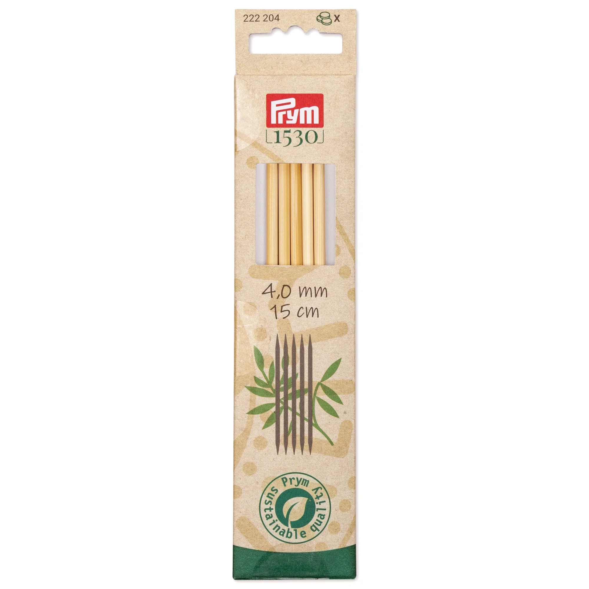 6" Double Point Knitting Needles, Bamboo, US 6 (4mm)