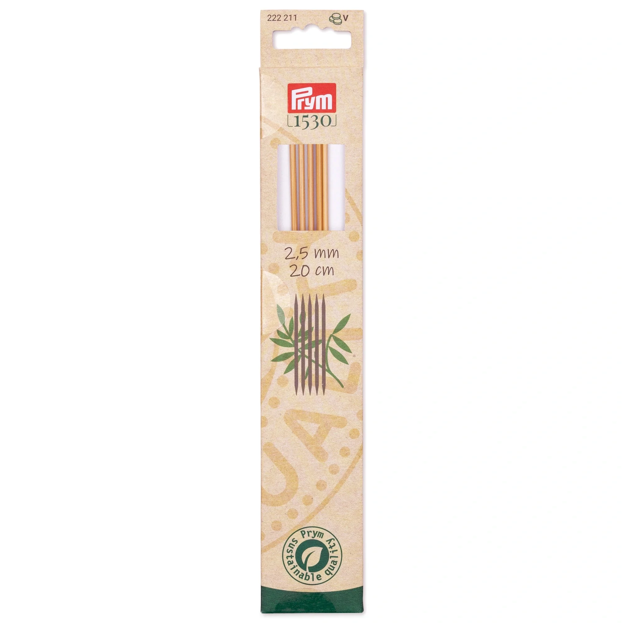 8" Double Point Knitting Needles, Bamboo, US 1.5 (2.5mm)