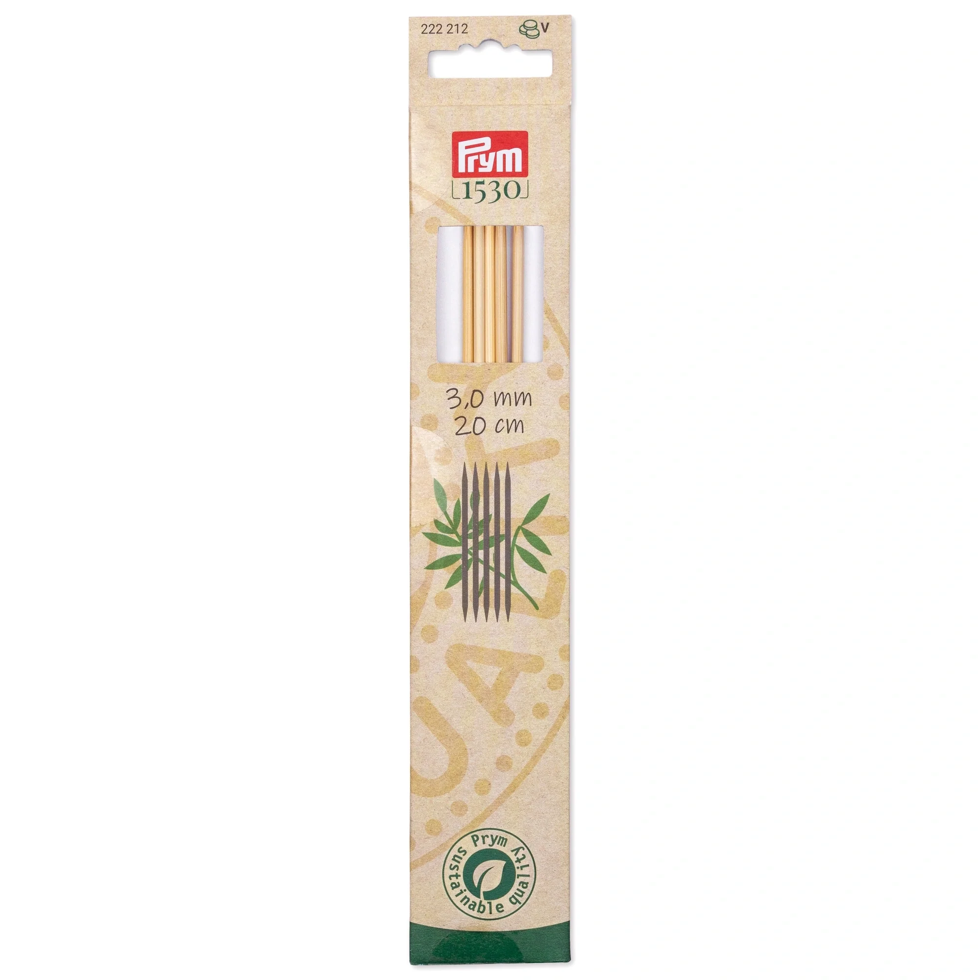 8" Double Point Knitting Needles, Bamboo, US 2 (3mm)