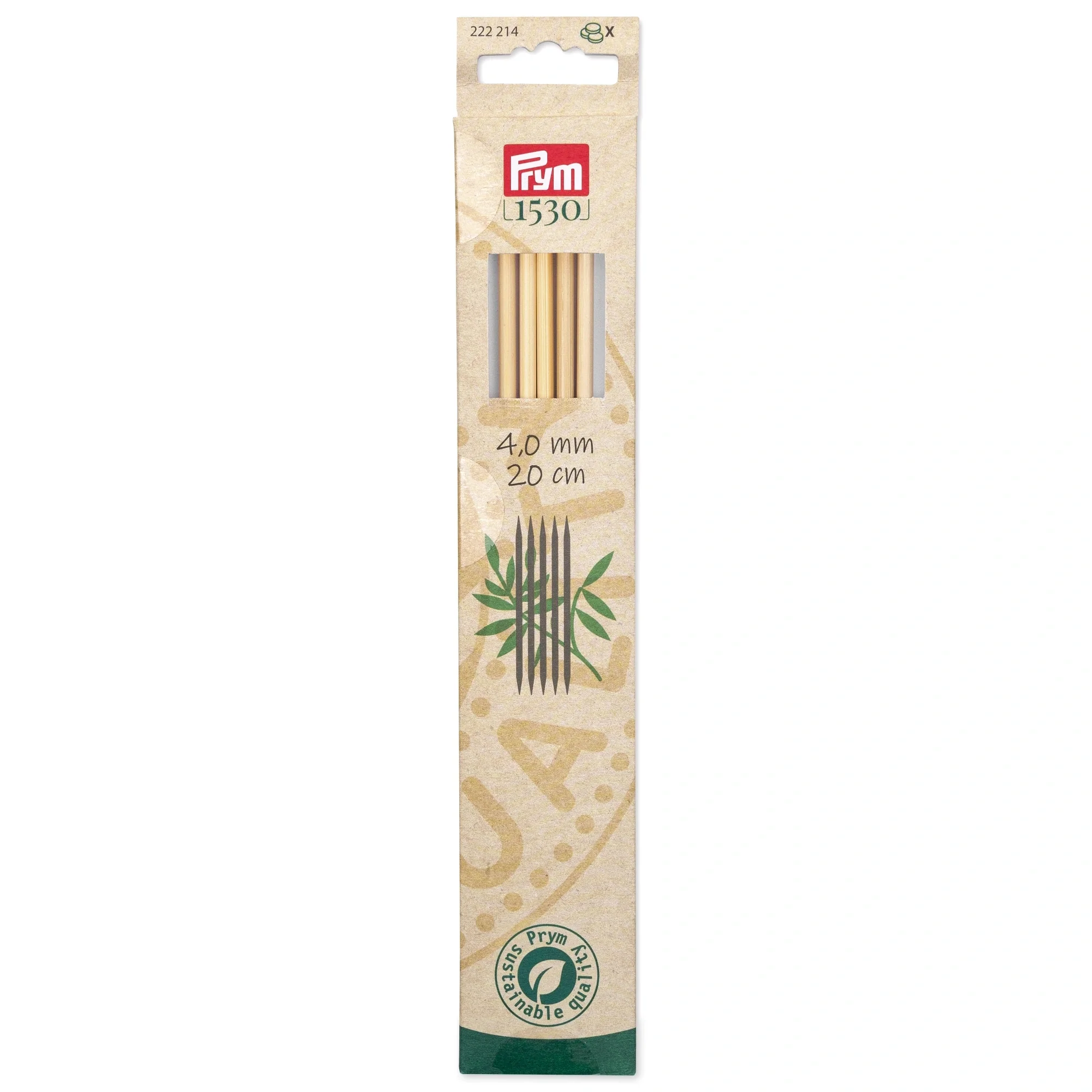 8" Double Point Knitting Needles, Bamboo, US 6 (4mm)