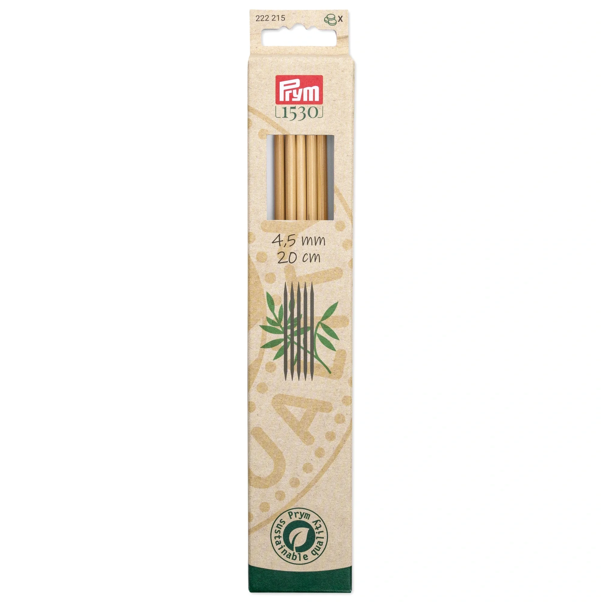 8" Double Point Knitting Needles, Bamboo, US 7 (4.5mm)