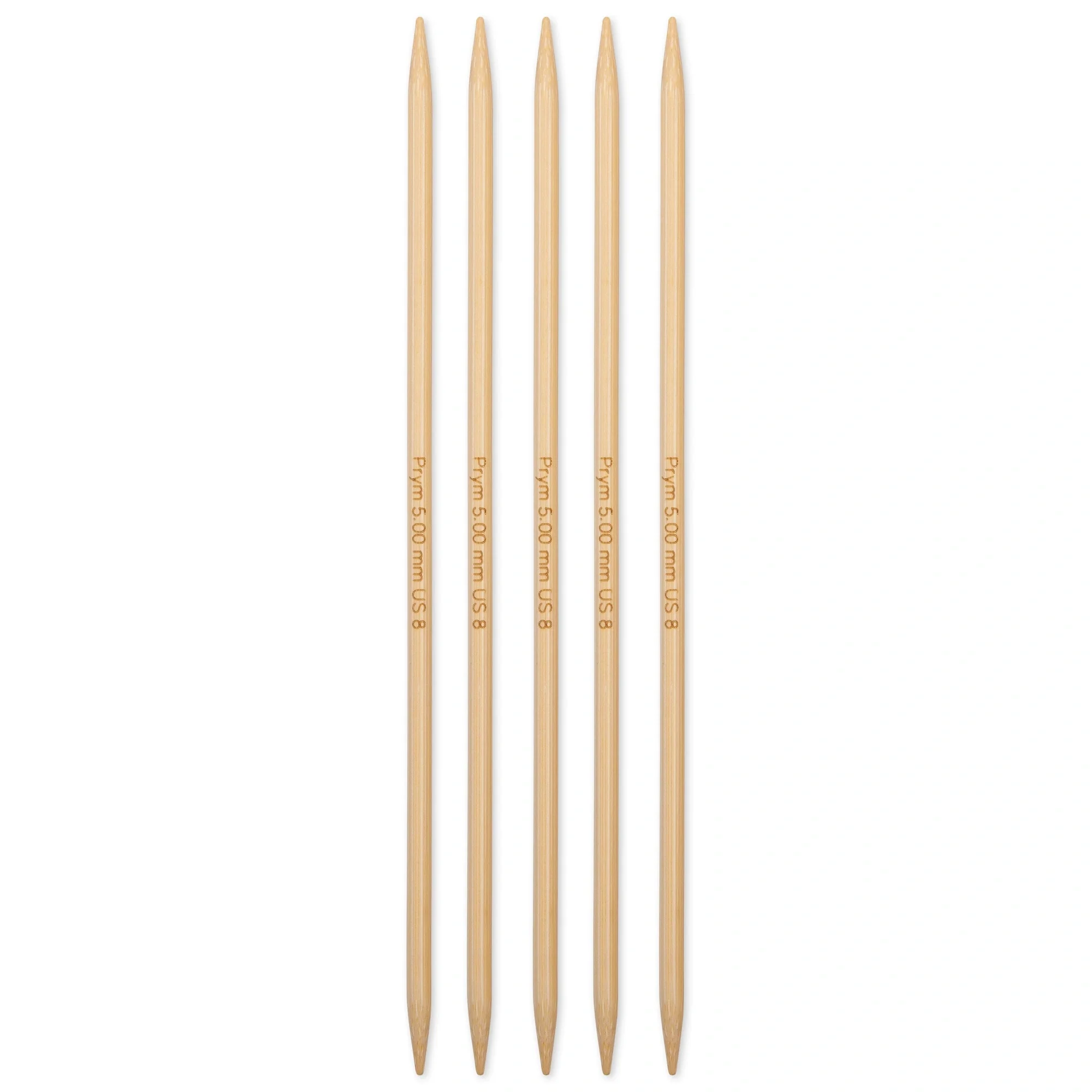 8" Double Point Knitting Needles, Bamboo, US 8 (5mm) - Image 2