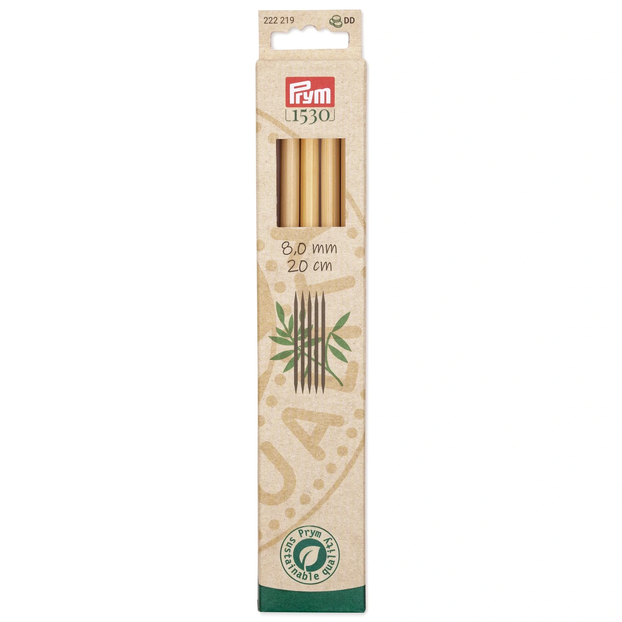 8" Double Point Knitting Needles, Bamboo, US 11 (8mm)