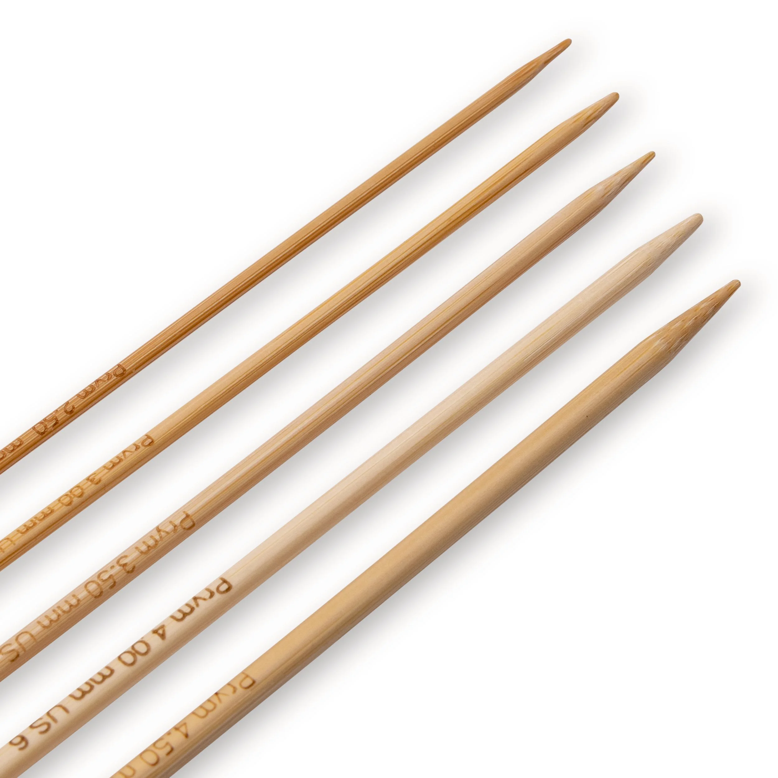 8" Double Point Knitting Needles Set, Bamboo, 2.5-4.5mm - Image 3