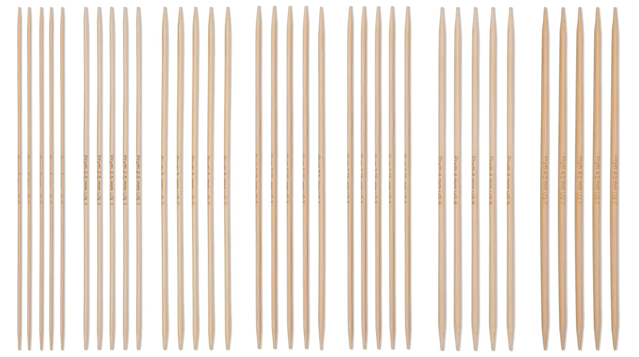 8" Double Point Knitting Needles Set with Case, Bamboo, 2.5-4.5mm - Image 3