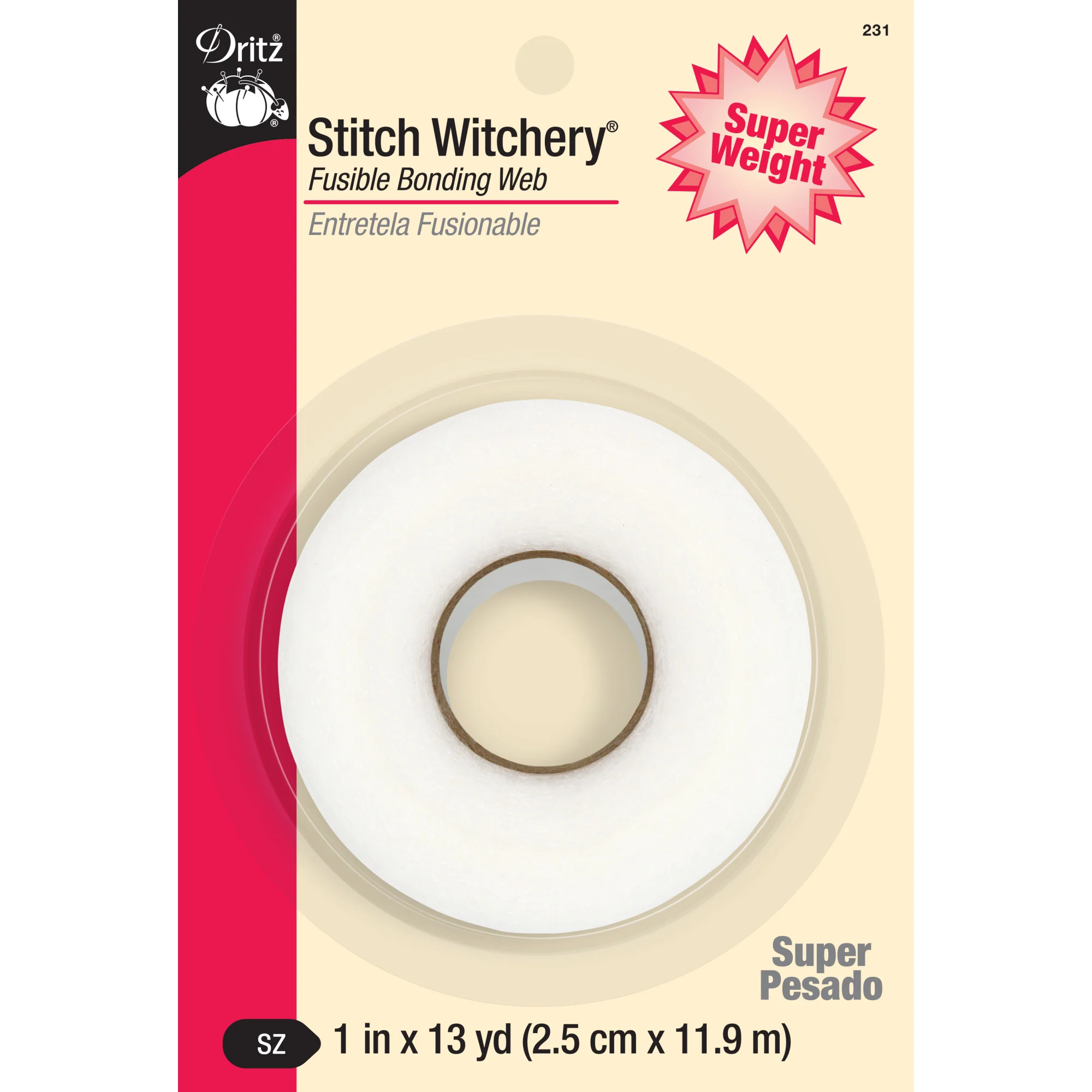 1" Stitch Witchery Fusible Bonding Web, Super Weight, White, 13 yd