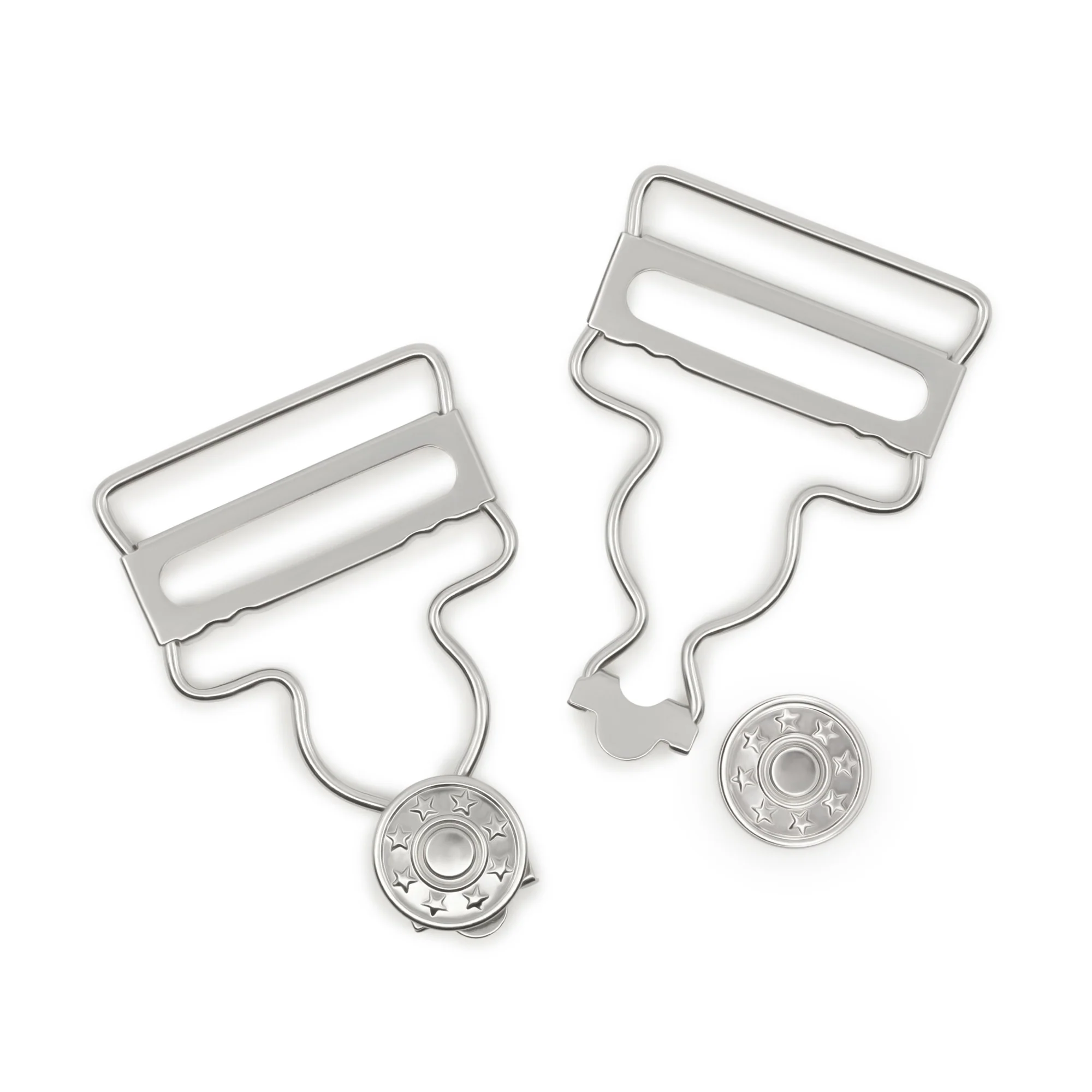 1-1/4" Overall Buckles with No-Sew Buttons, Nickel, 2 pc - Image 3