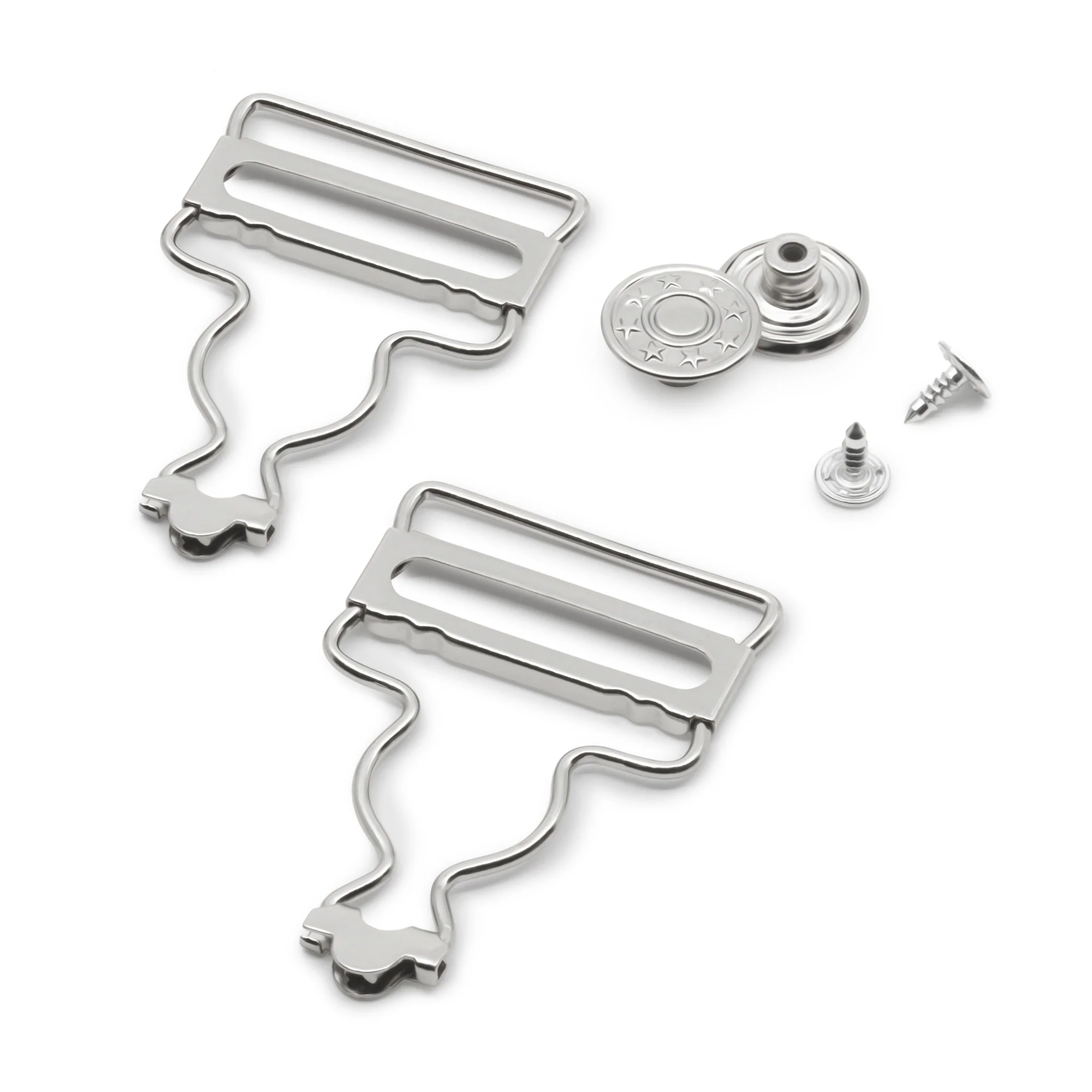 1-1/4" Overall Buckles with No-Sew Buttons, Nickel, 2 pc - Image 4