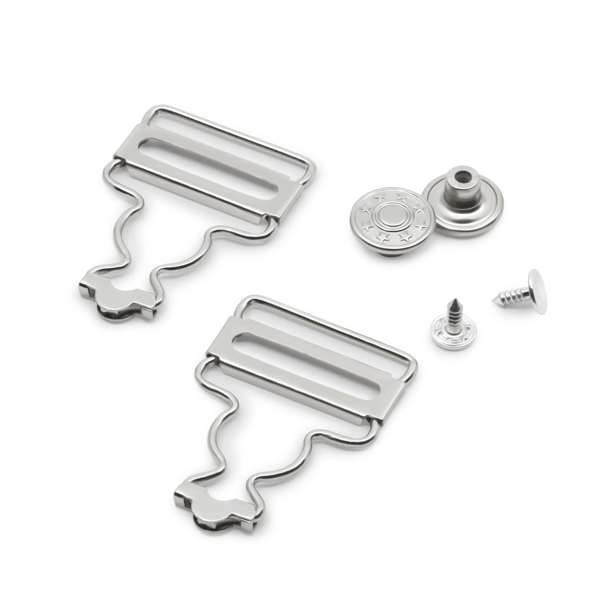 1" Overall Buckles with No-Sew Buttons, Nickel, 2 pc - Image 4