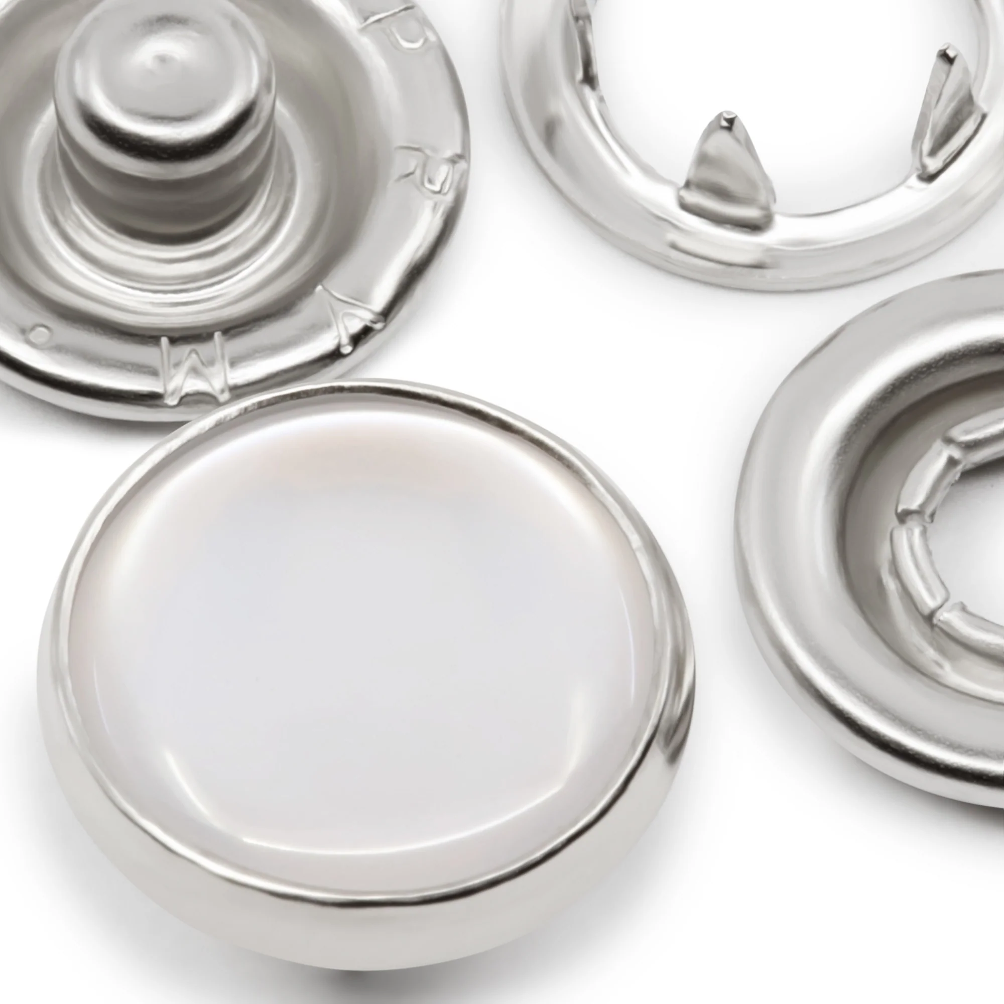 7/16" Pearl Snap Fasteners, 12 Sets, White - Image 2