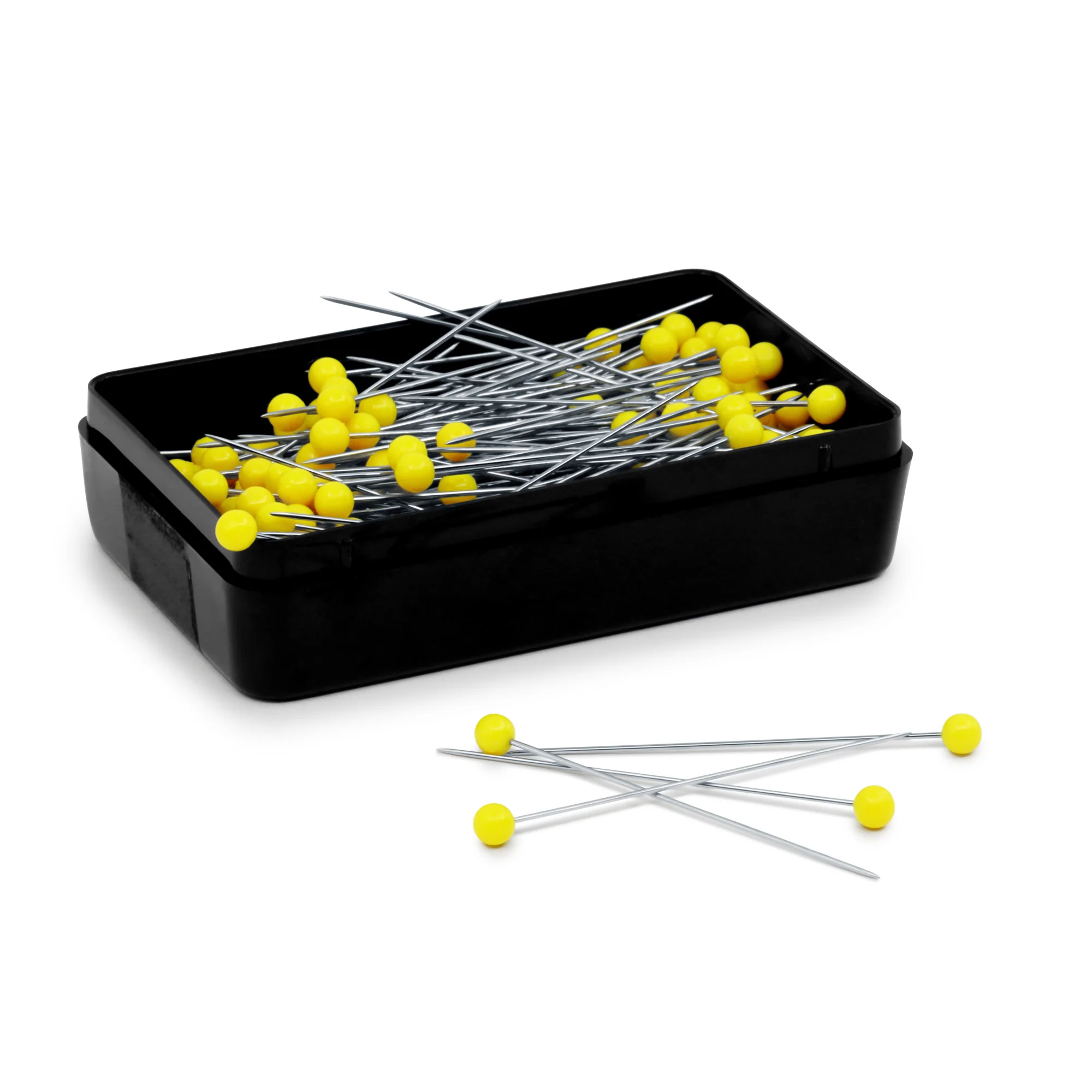 1-3/4" Quilter's Pins with Reusable Storage Box, 175 Count, Yellow, Extra-Long Steel - Image 3