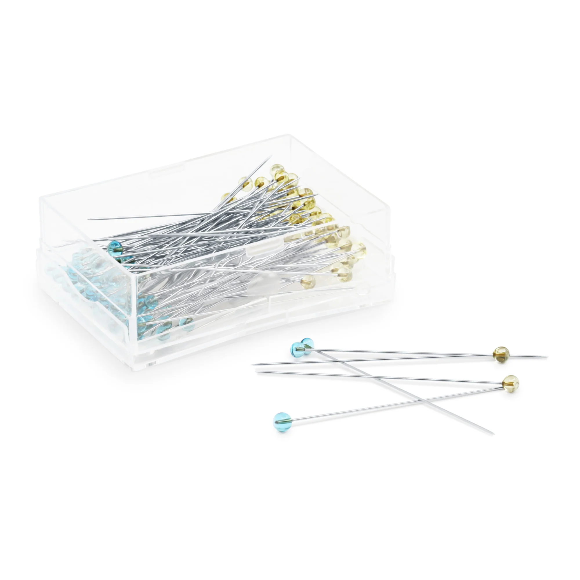 Crystal Glass Head Pins, Blue & Yellow, 100 pc, 1-7/8" - Image 3
