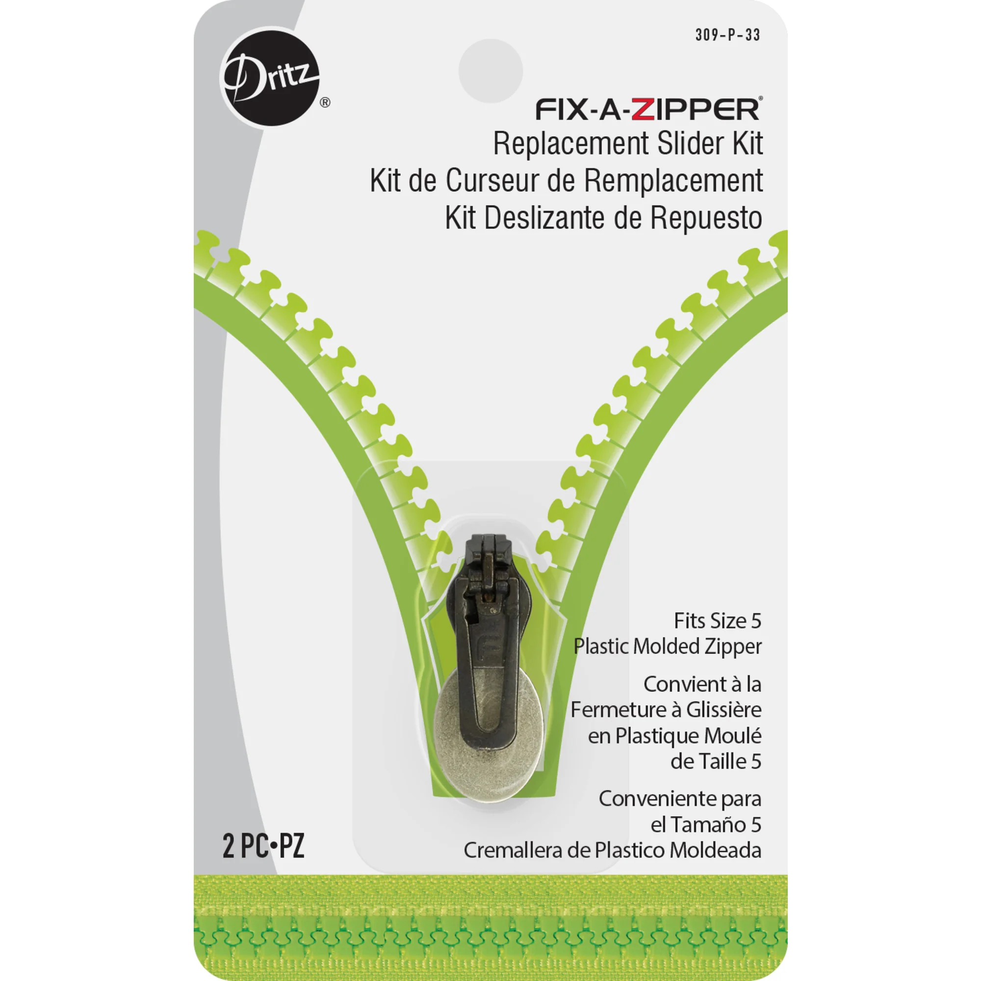 Plastic Molded Fix-A-Zipper Replacement Slider Kit