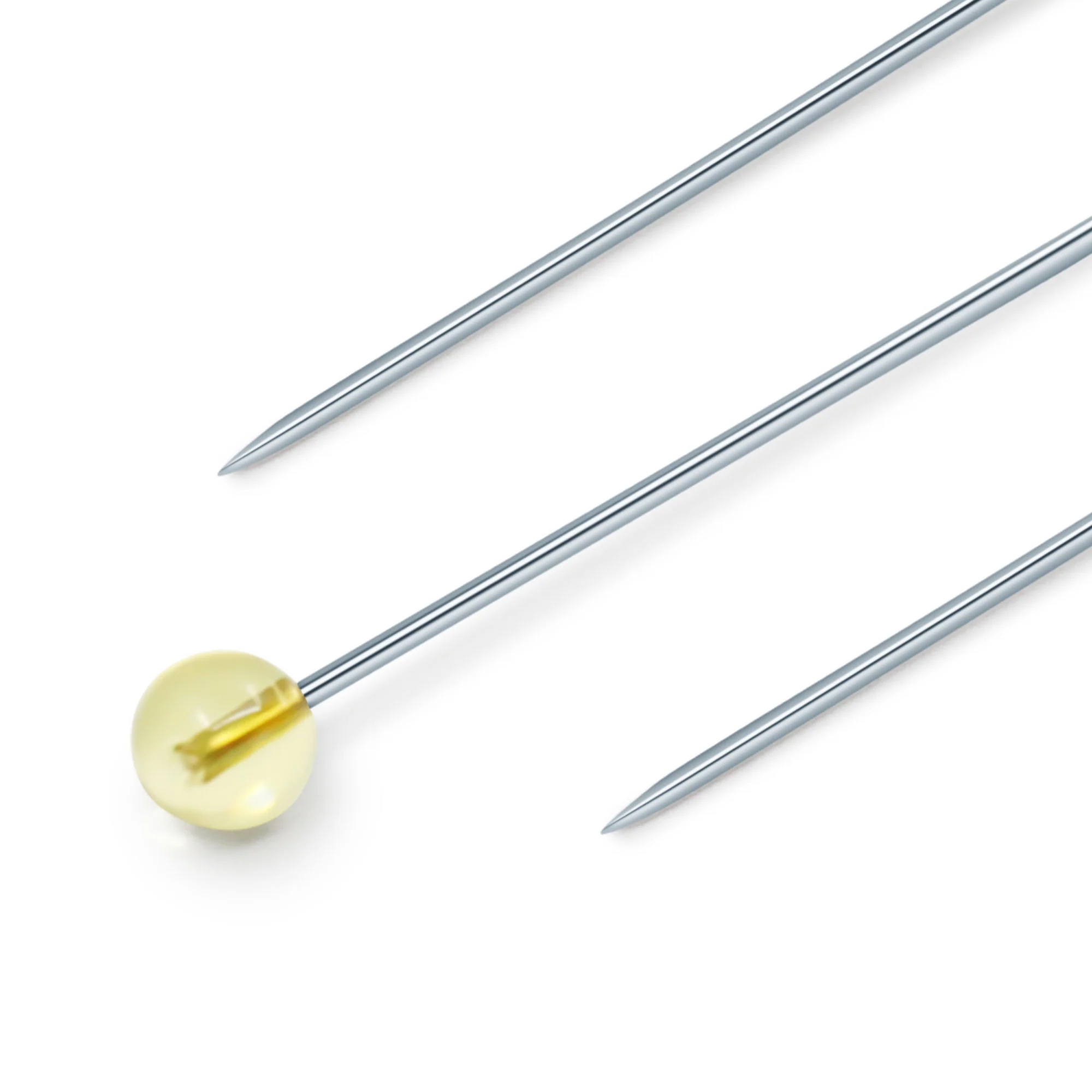 Crystal Glass Head Pins, Blue & Yellow, 100 pc, 1-3/8" - Image 2