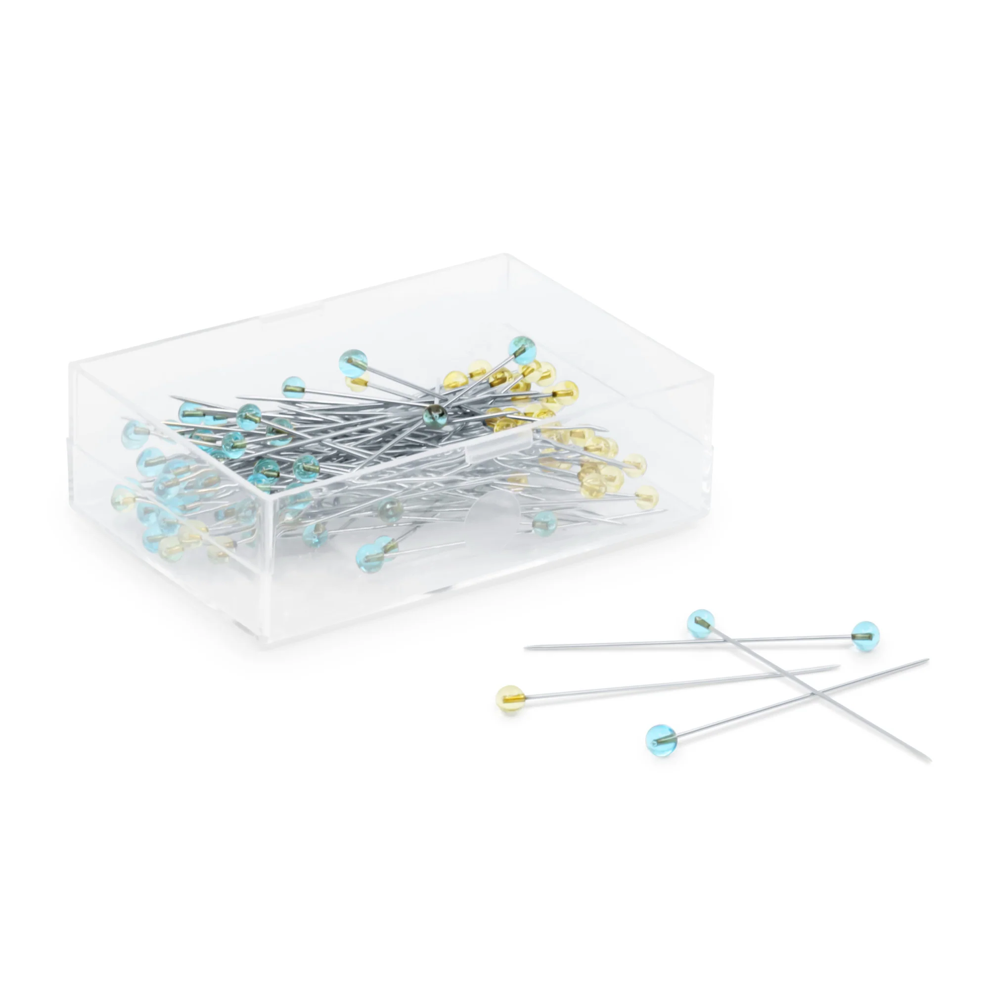 Crystal Glass Head Pins, Blue & Yellow, 100 pc, 1-3/8" - Image 3