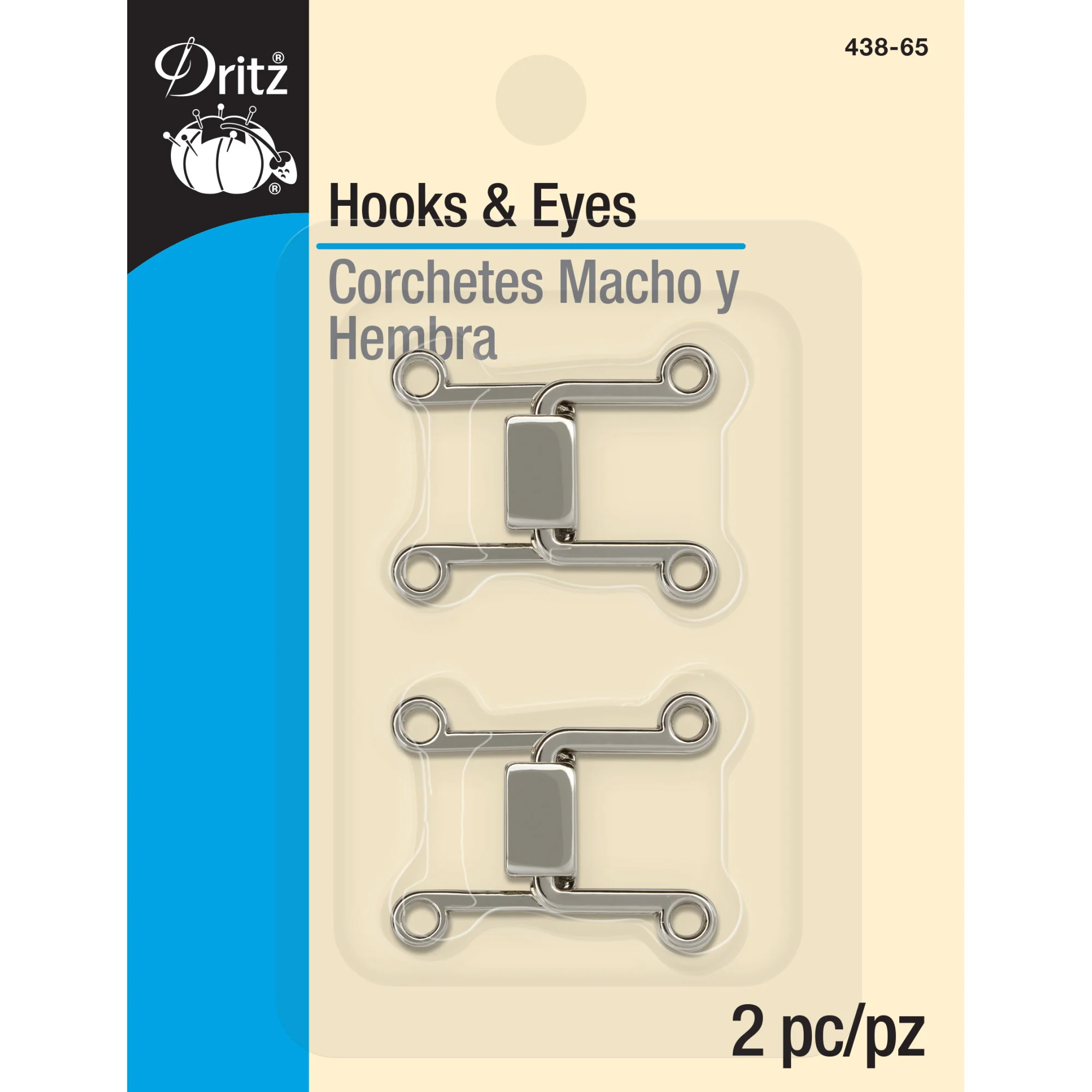 Hooks & Eyes, 2 Sets, Nickel